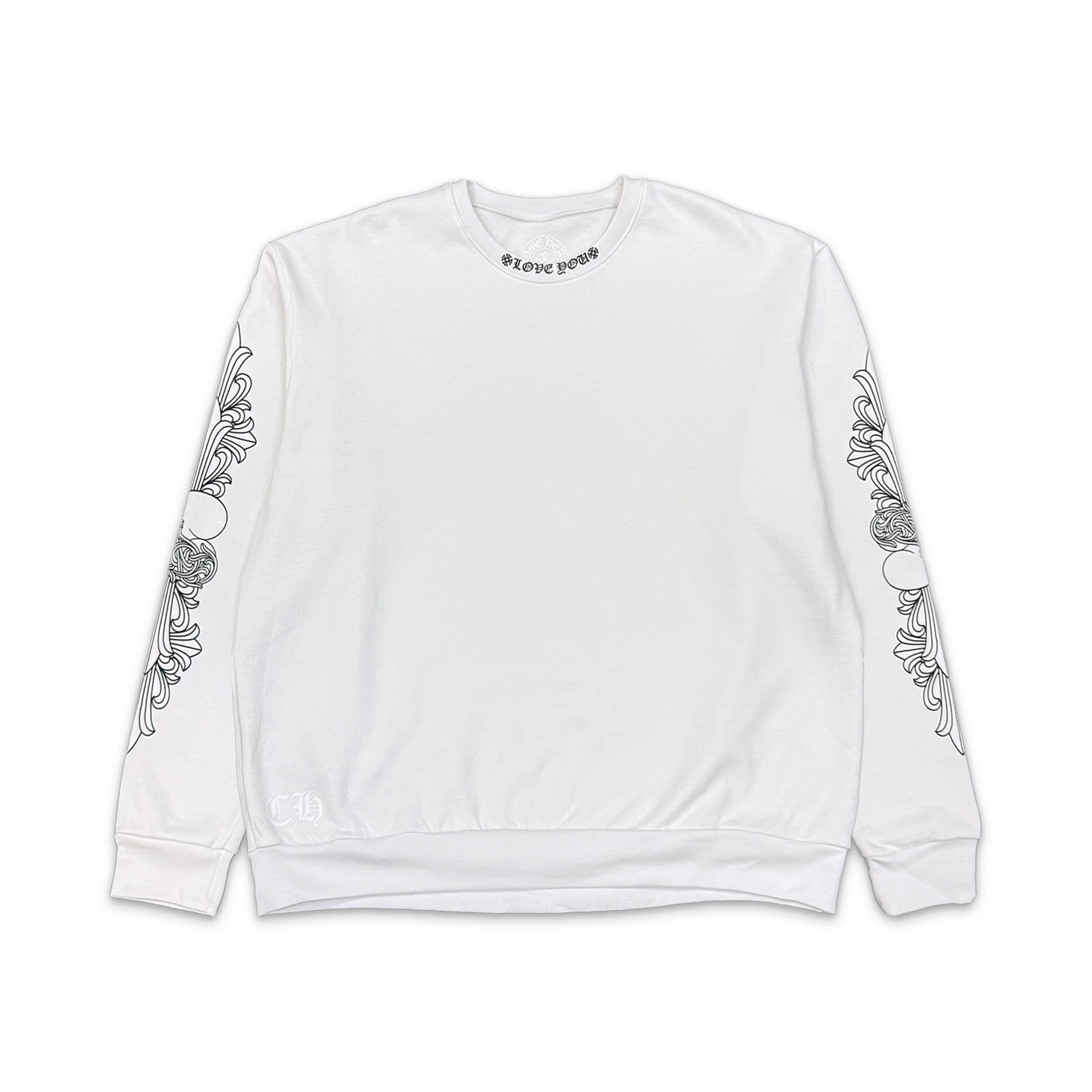 Love You Sacred Floral Heart Crewneck “White”