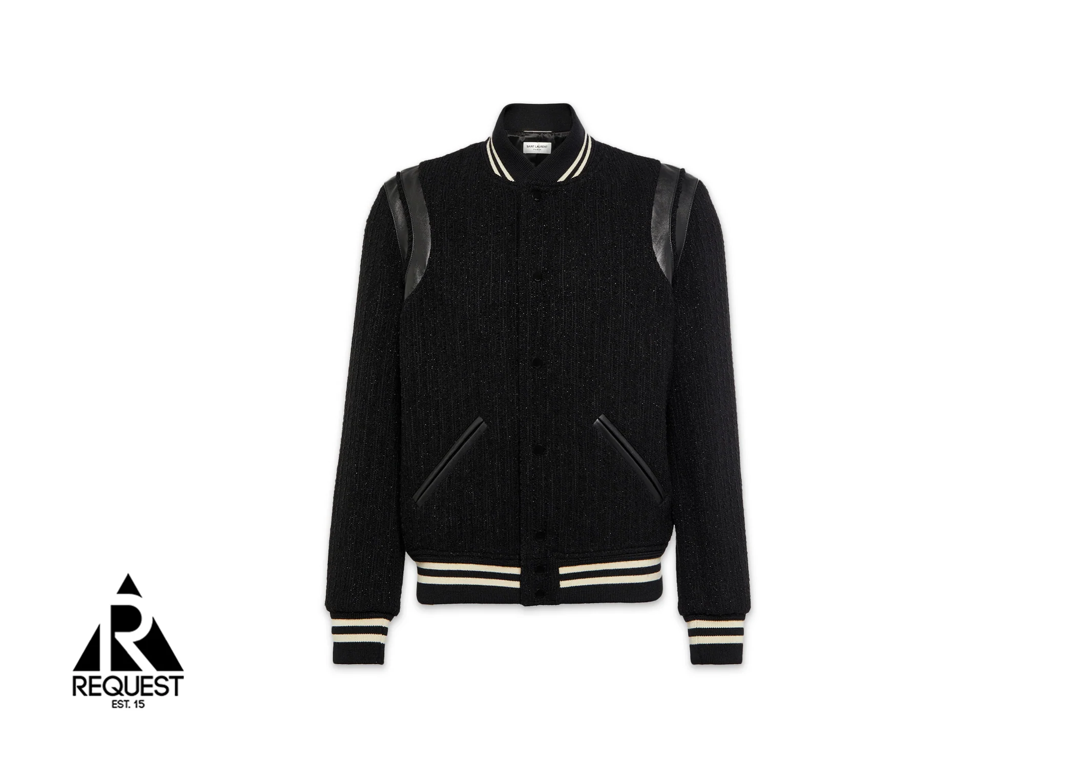 Lurex Leather Trim Teddy Jacket "Black"