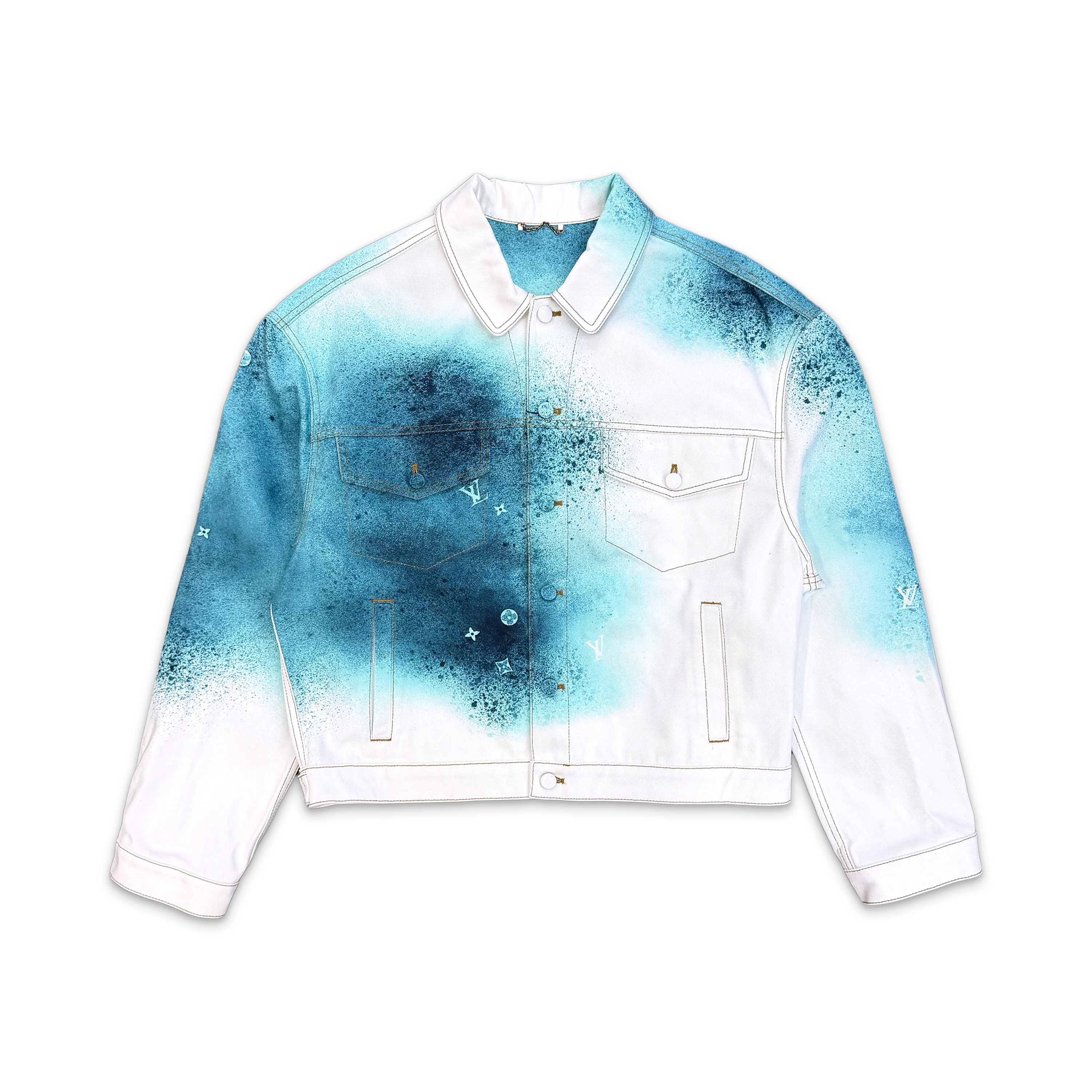 LV Spray Denim Jacket "White Blue"