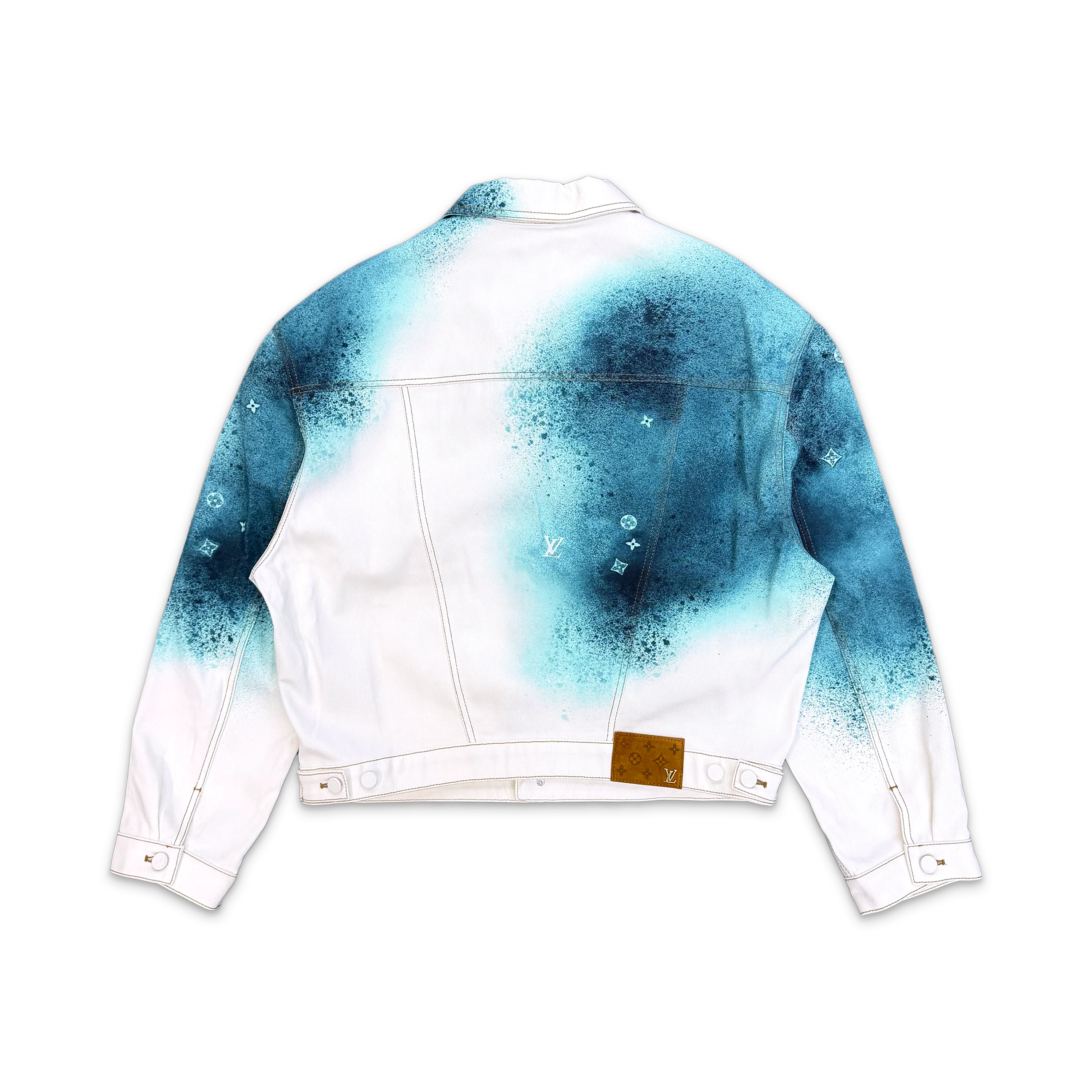 LV Spray Denim Jacket "White Blue" - Image 2