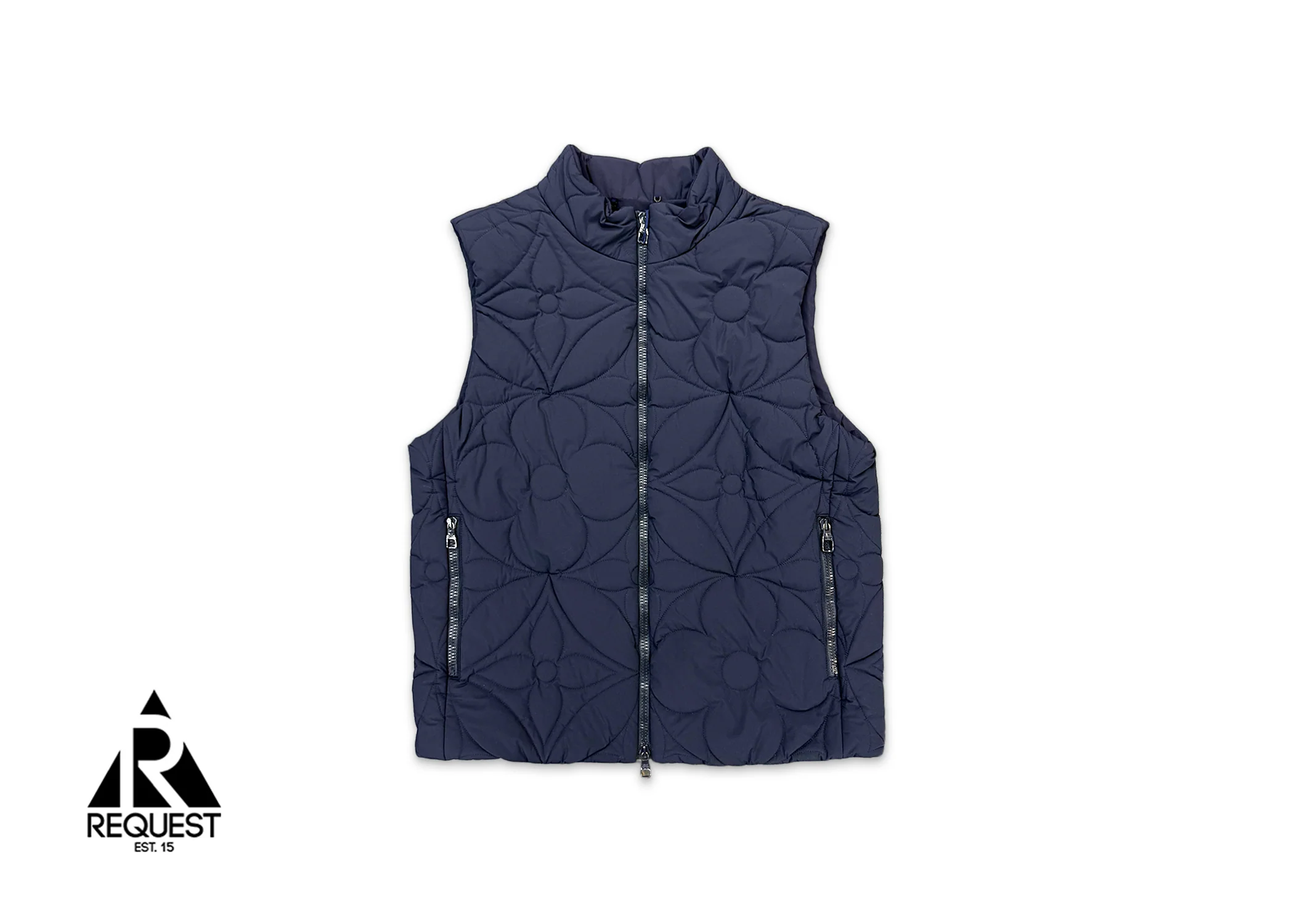 LVSE Padded Monogram Flower Gilet Vest "Navy"