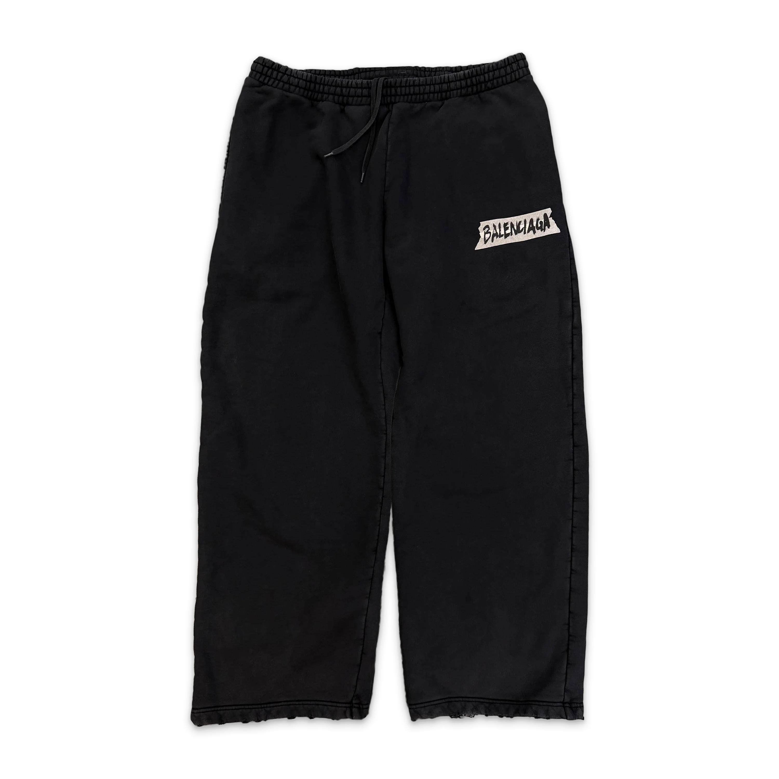 Masking Tape Logo Baggy Sweatpants "Faded Black"
