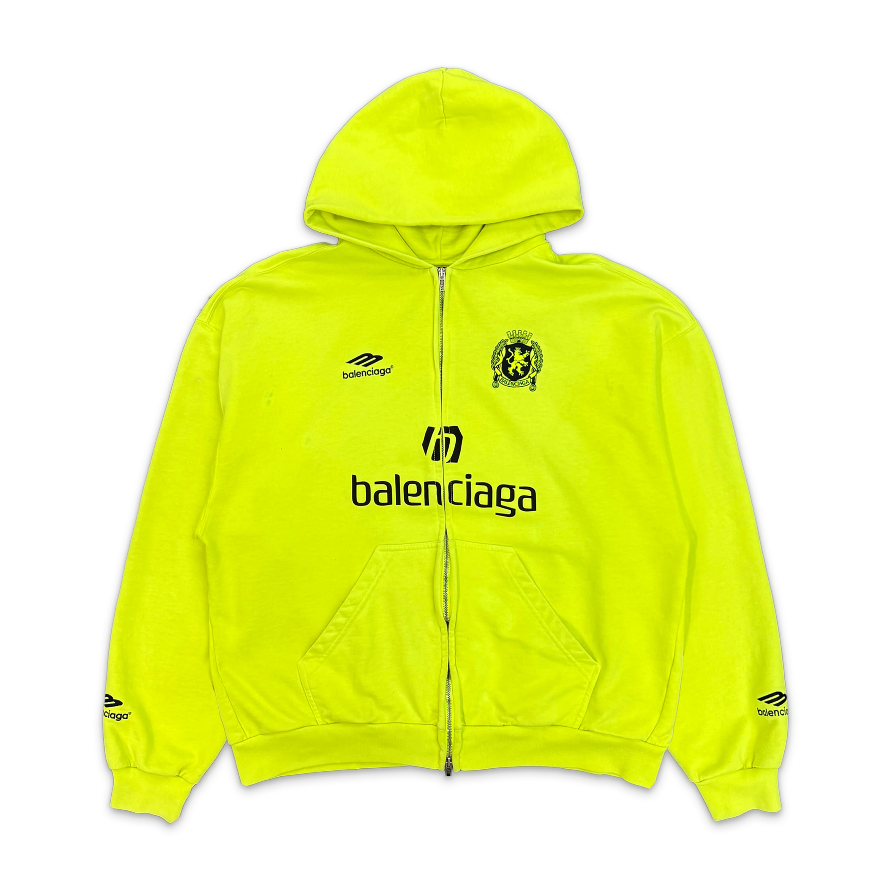 Mayfair Paris Soccer Zip-Up Hoodie "Neon Yellow"