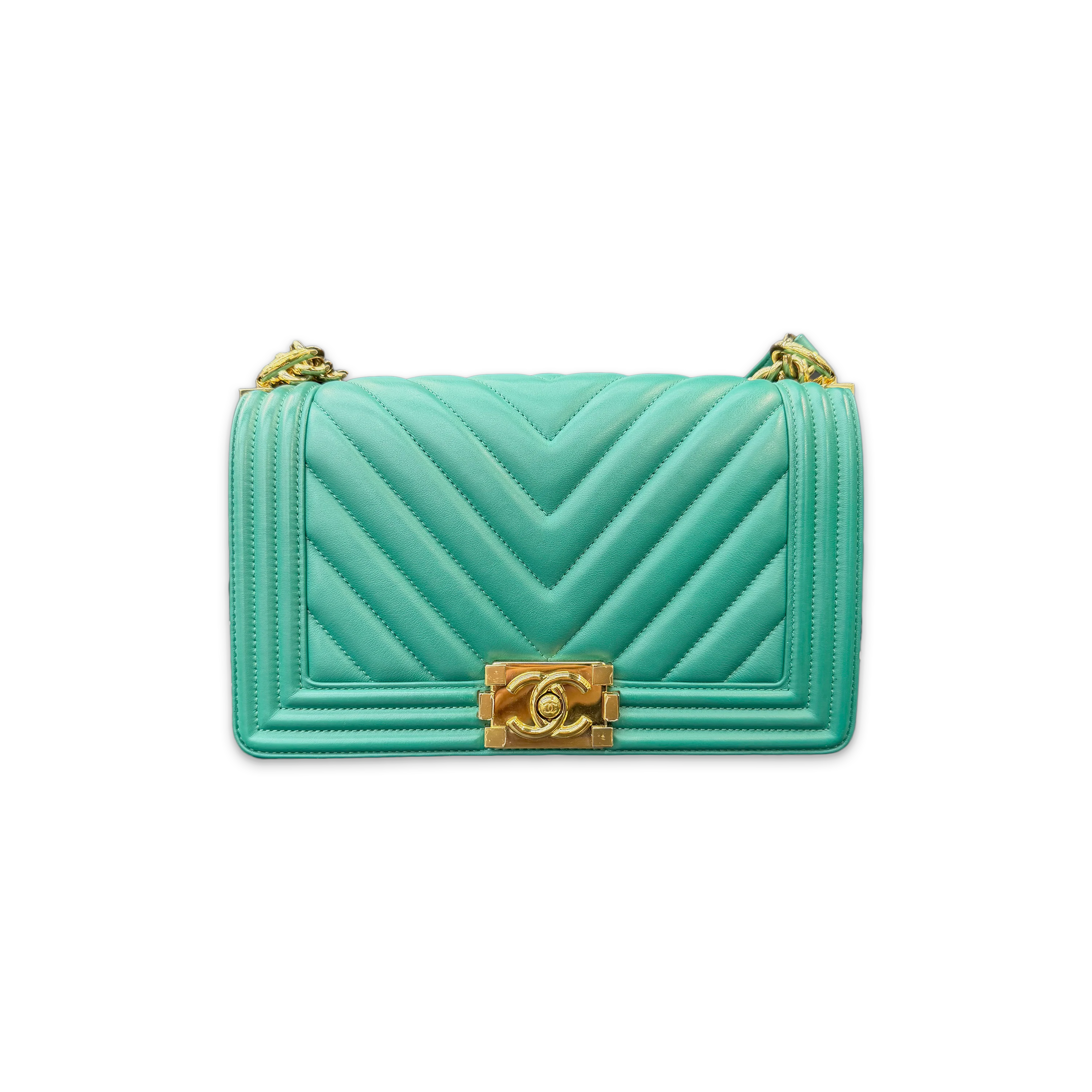 Medium Leather Boy Bag "Aqua Green"