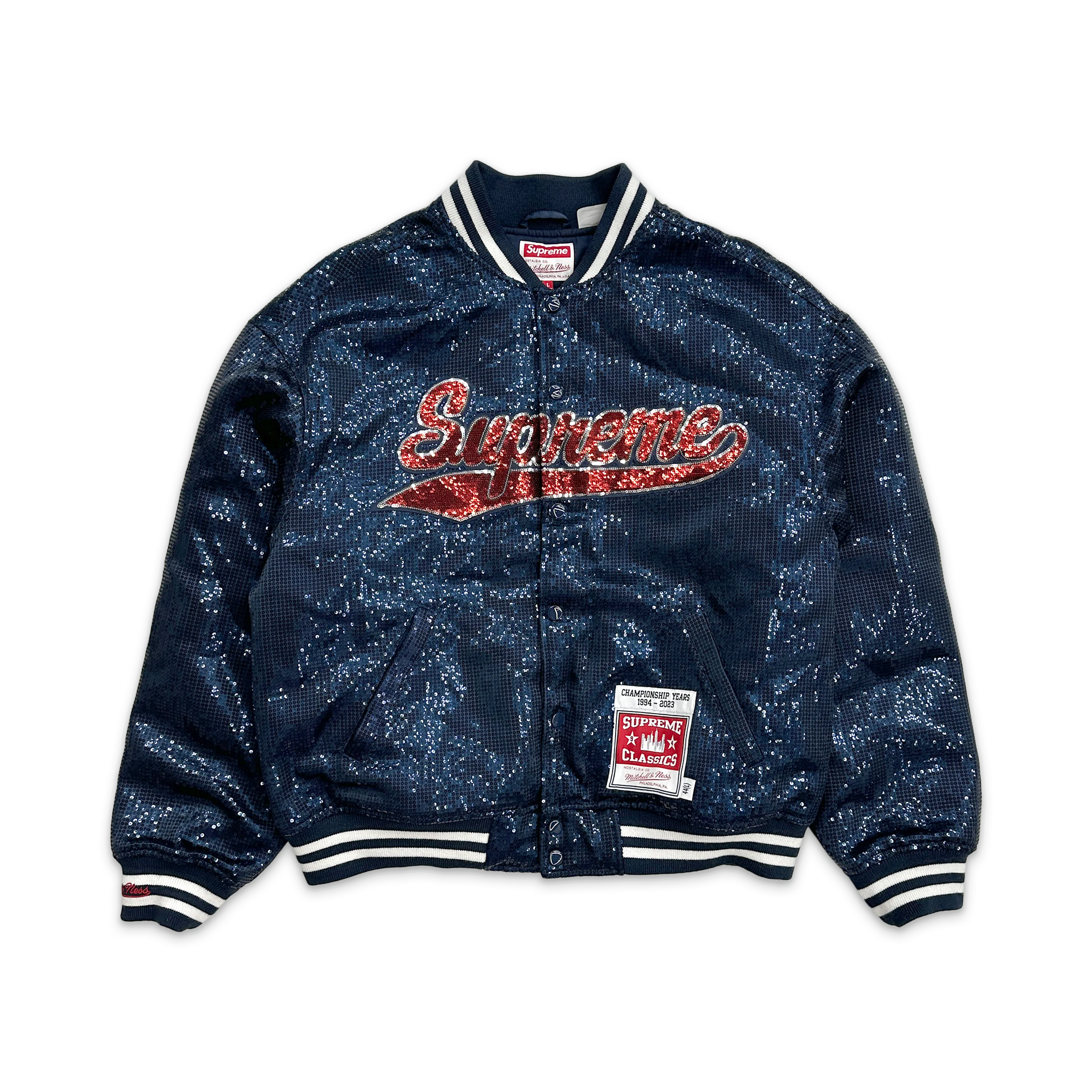 Mitchell & Ness Sequin Varsity Jacket “Navy”