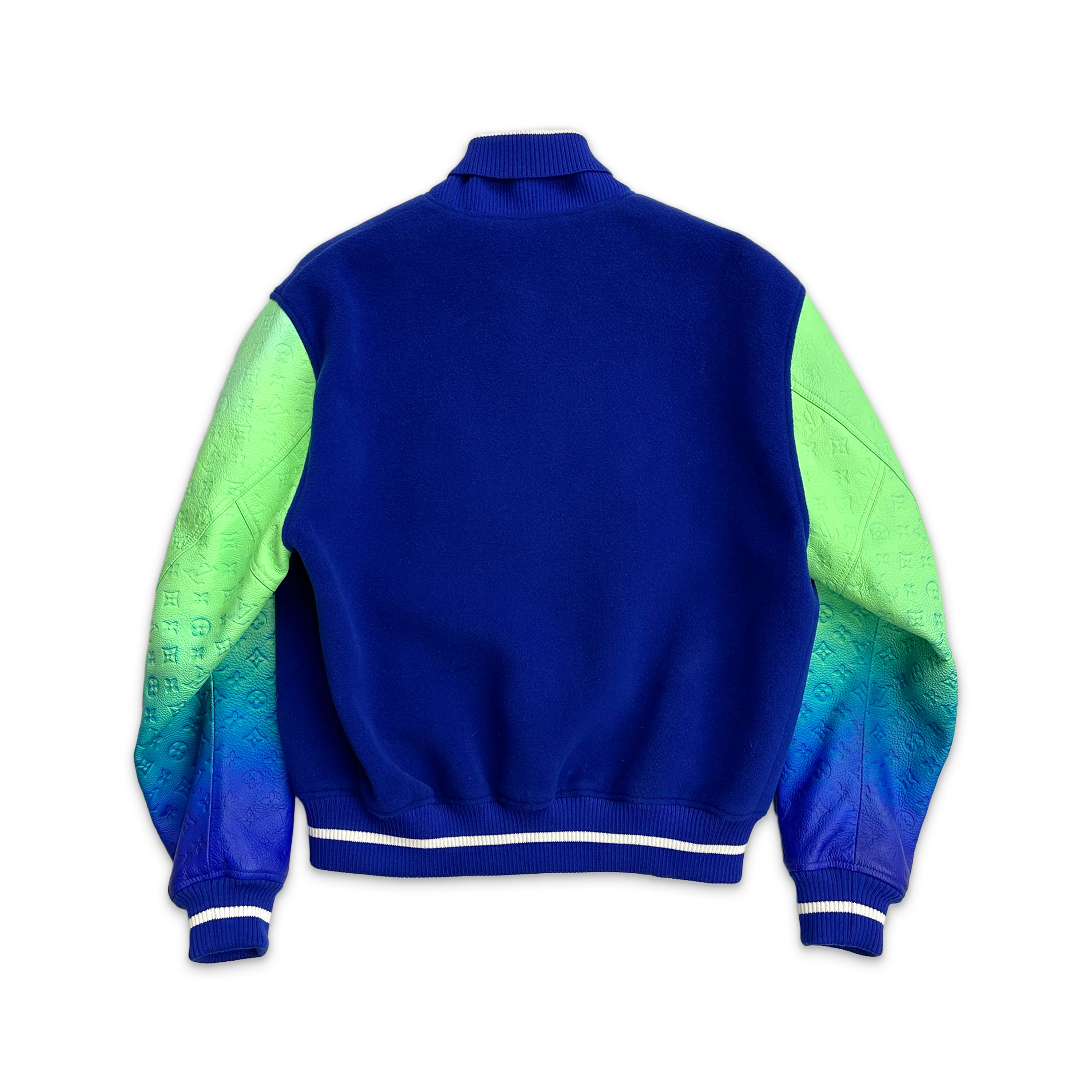Mix Gradient Leather Varsity Jacket "Blue & Green" - Image 2