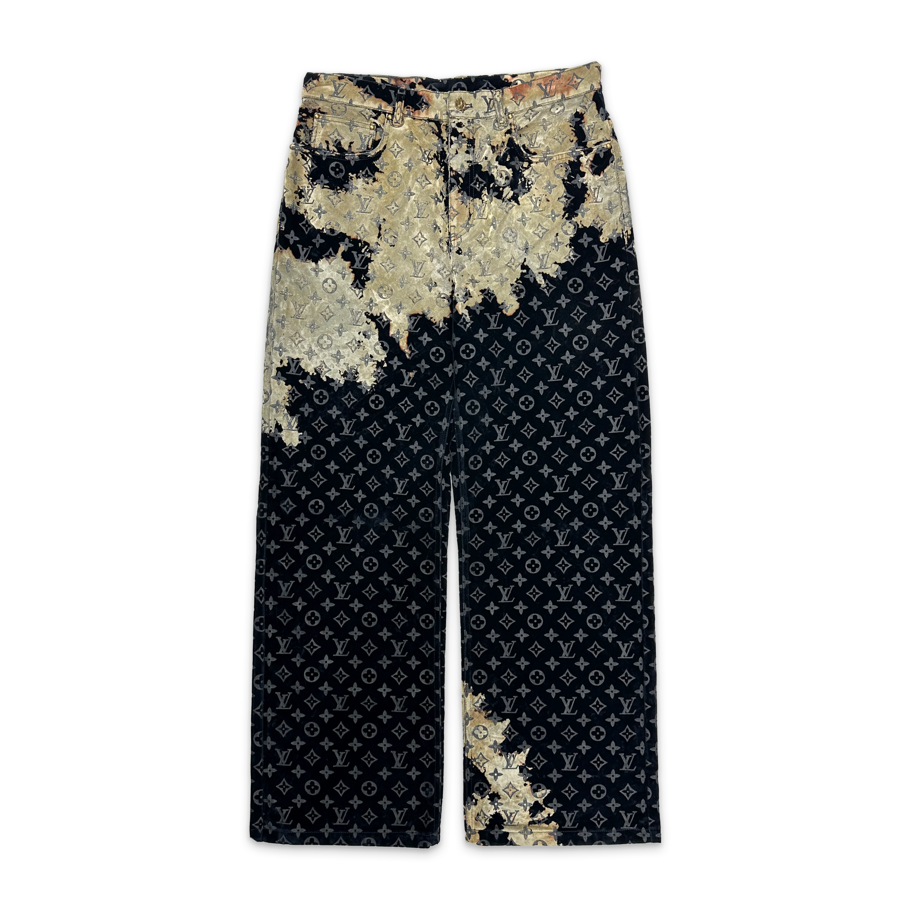 Monogram Bleach Flocked Denim Pants "Multicolor"