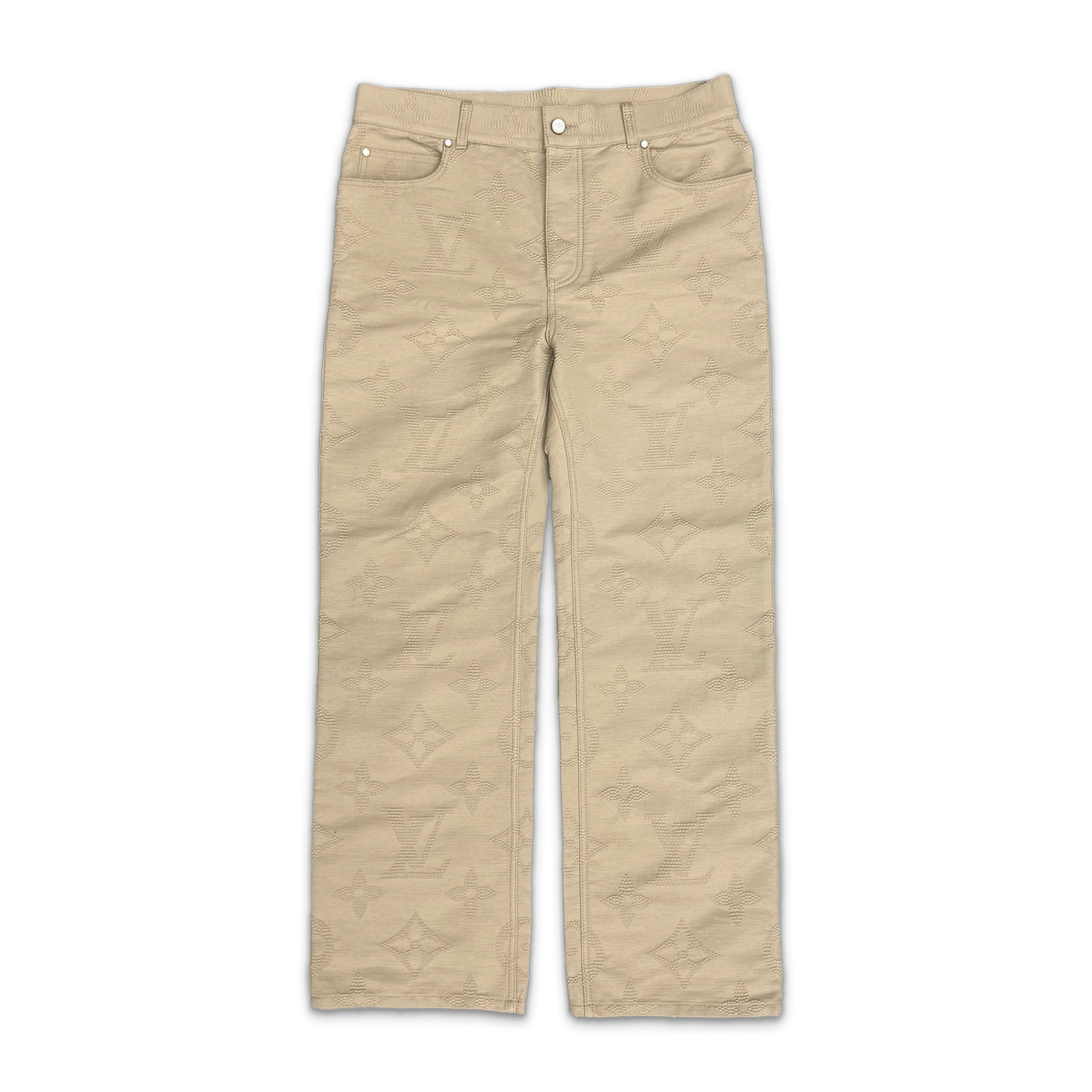 Monogram Embroidered Skate Pants "Greige"