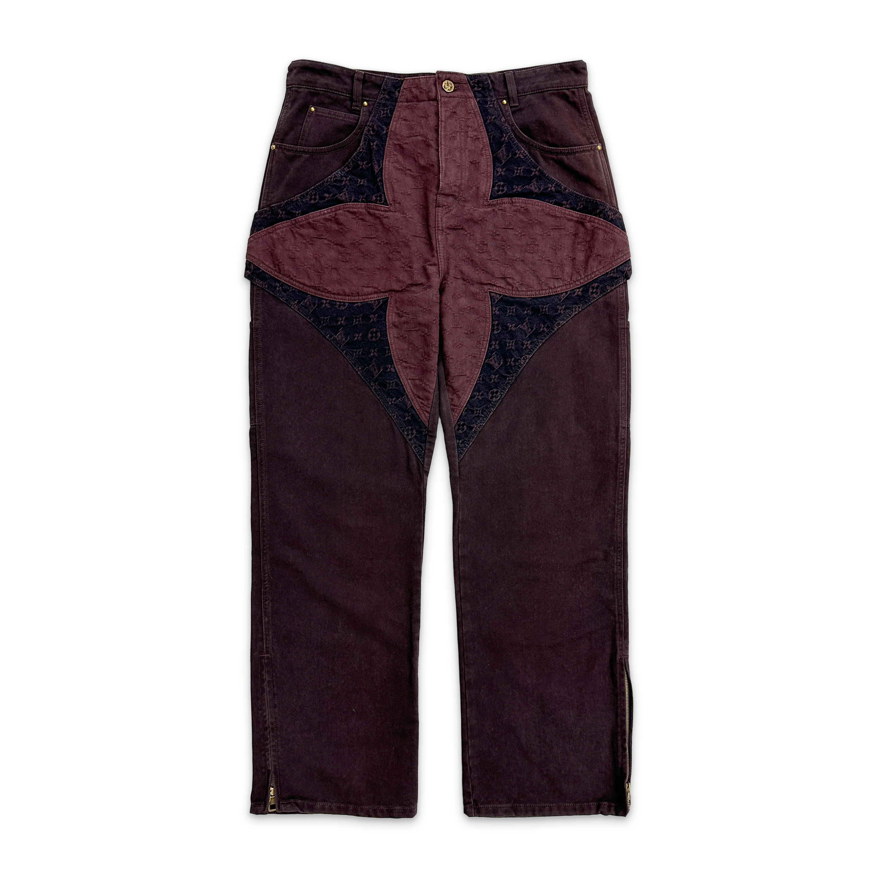 Monogram Flower Jeans "Burgundy"