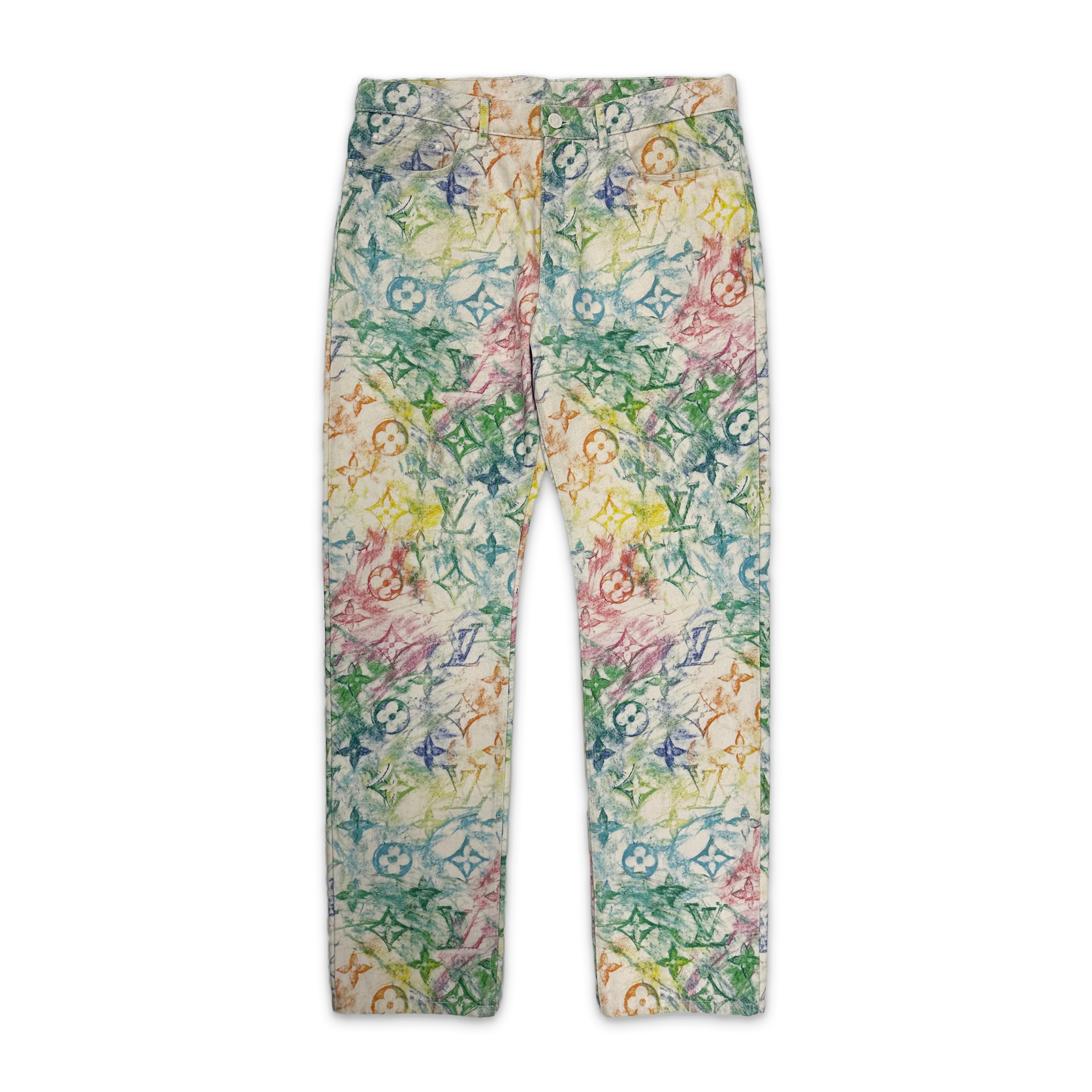 Monogram Watercolor Denim Pants