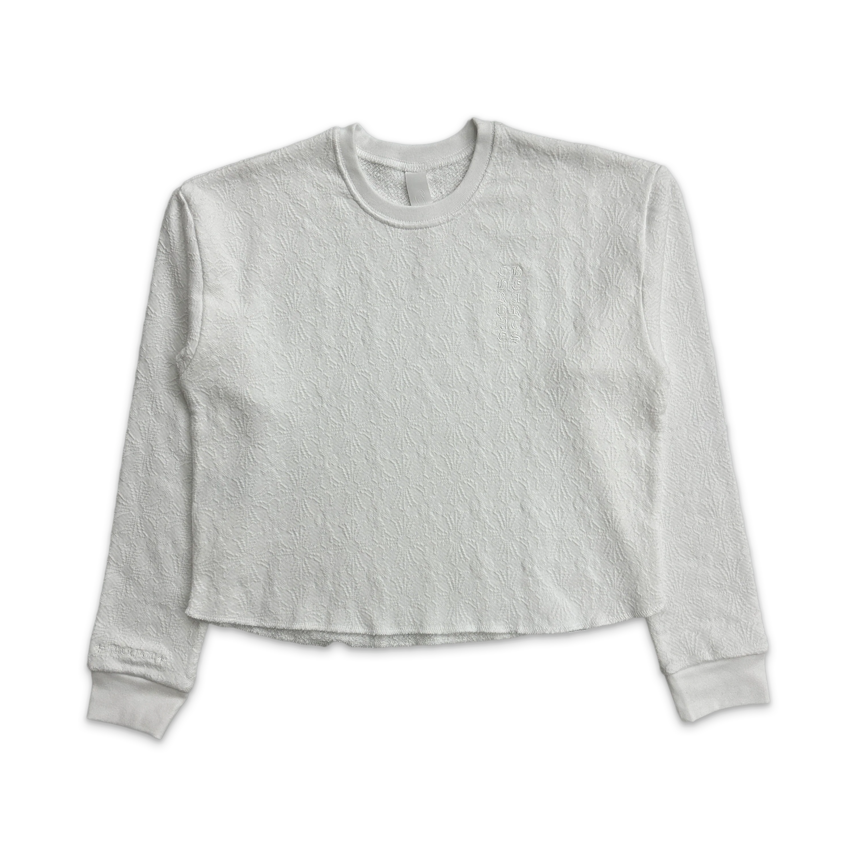 Motif Embroidered Cropped Crewneck Sweater "White" (W)