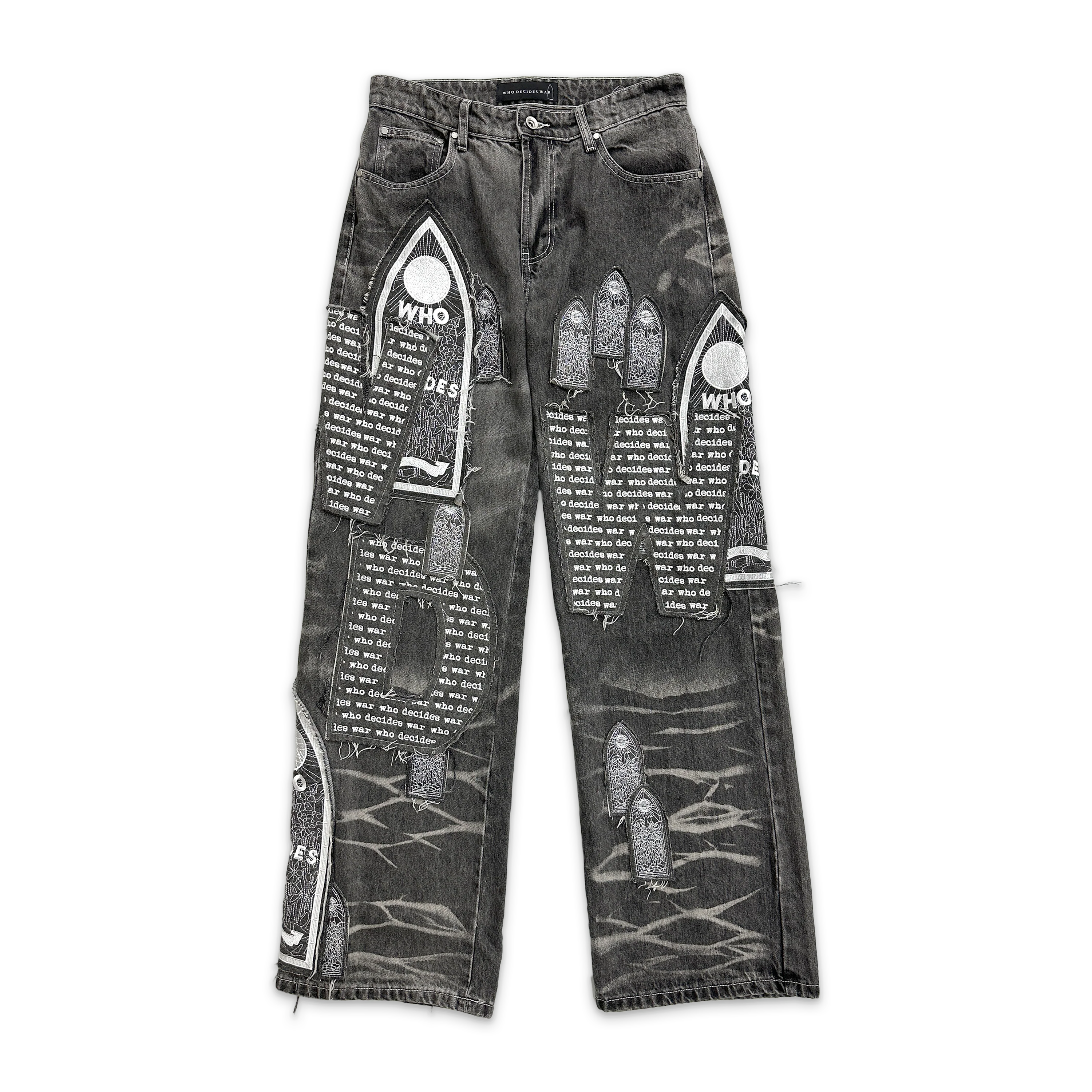 Motif Patched Denim Jeans "Vintage Grey"