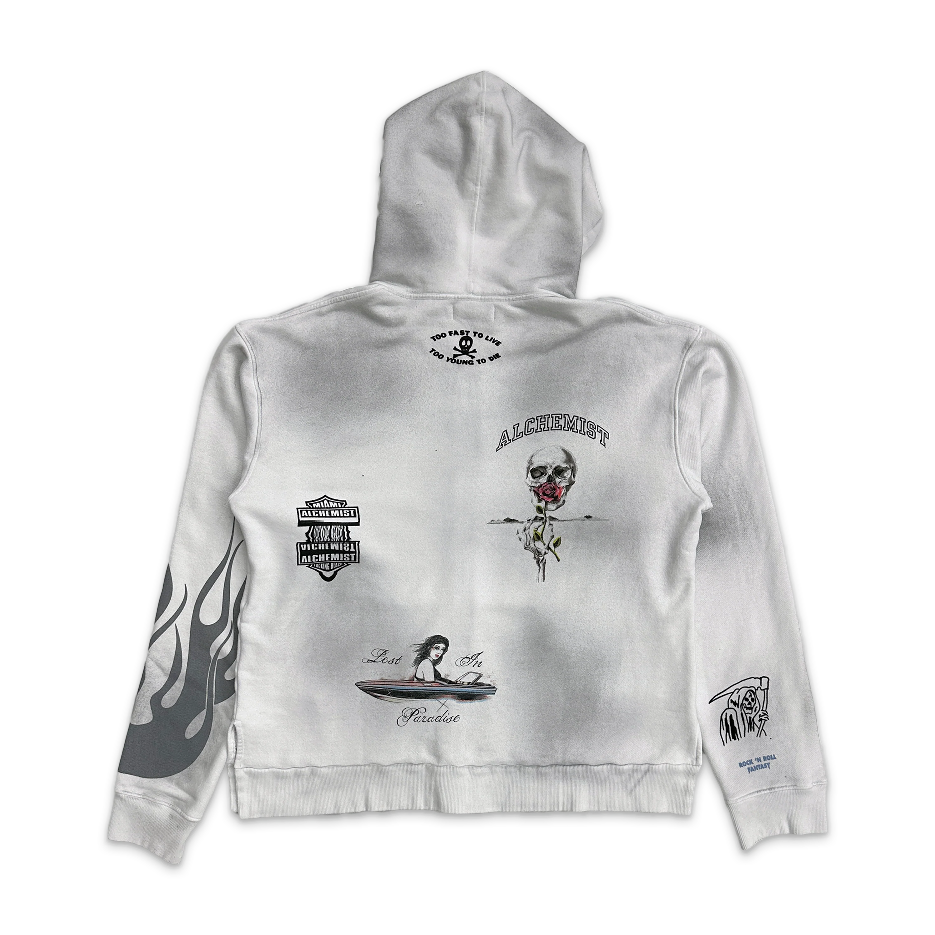 Multi Print Zip Hoodie "Dirty White Opal" - Image 2