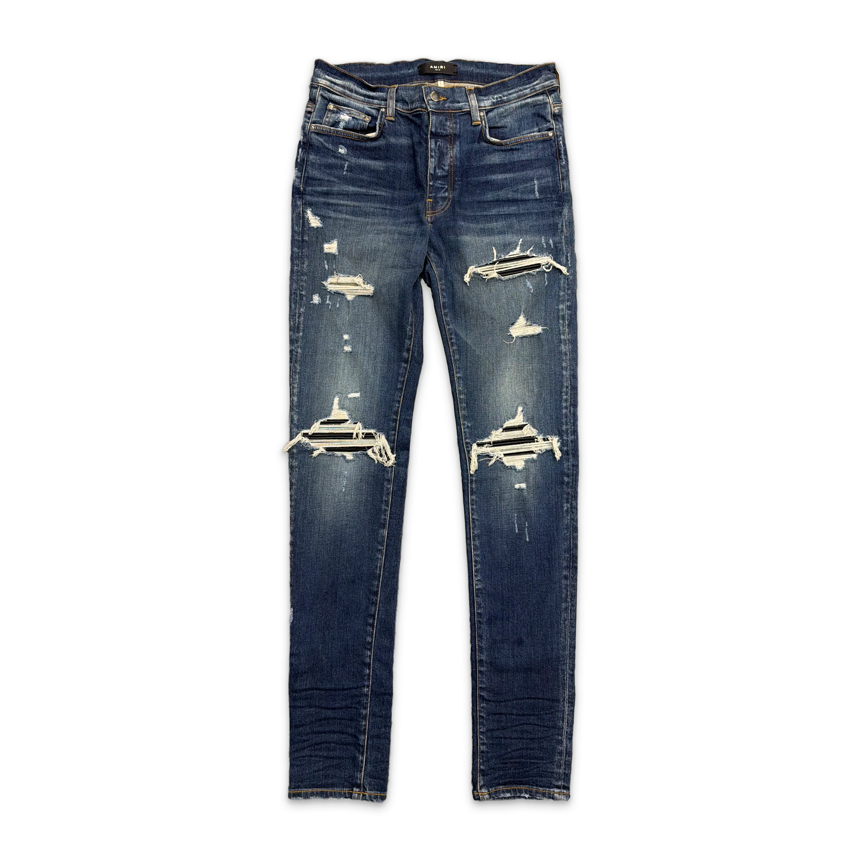 MX1 Black Leather Patch Denim "Deep Indigo"