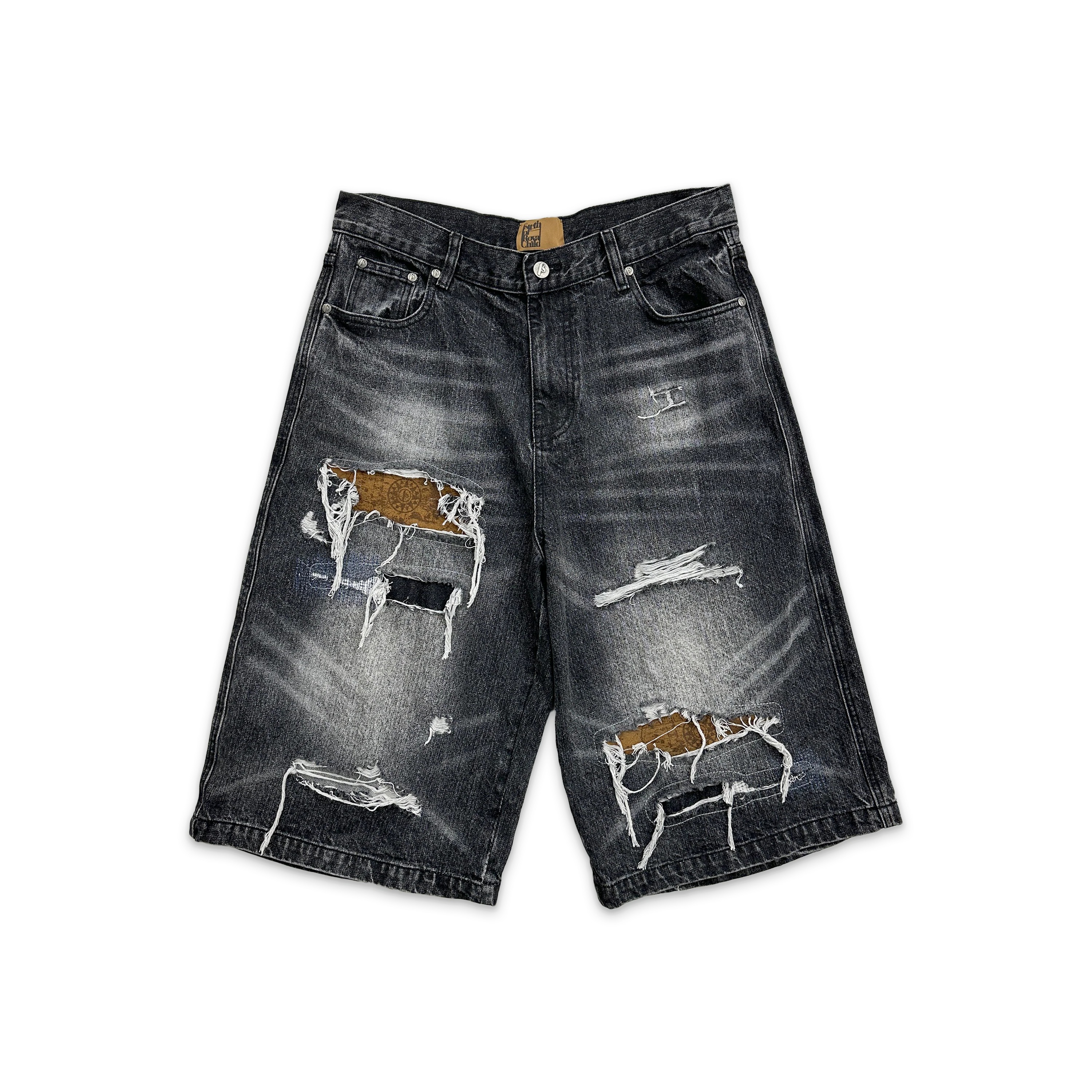 Nautical Treasure Map Destroyed Jorts "Black"