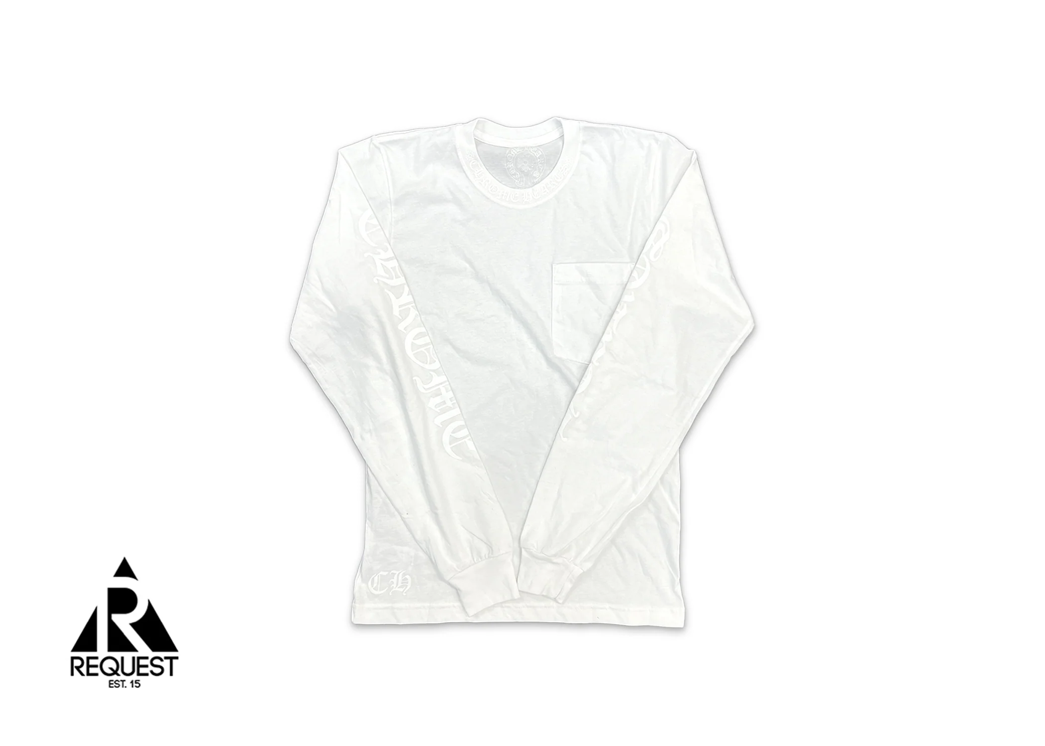 Neck Scroll L/S Tee "White On White"