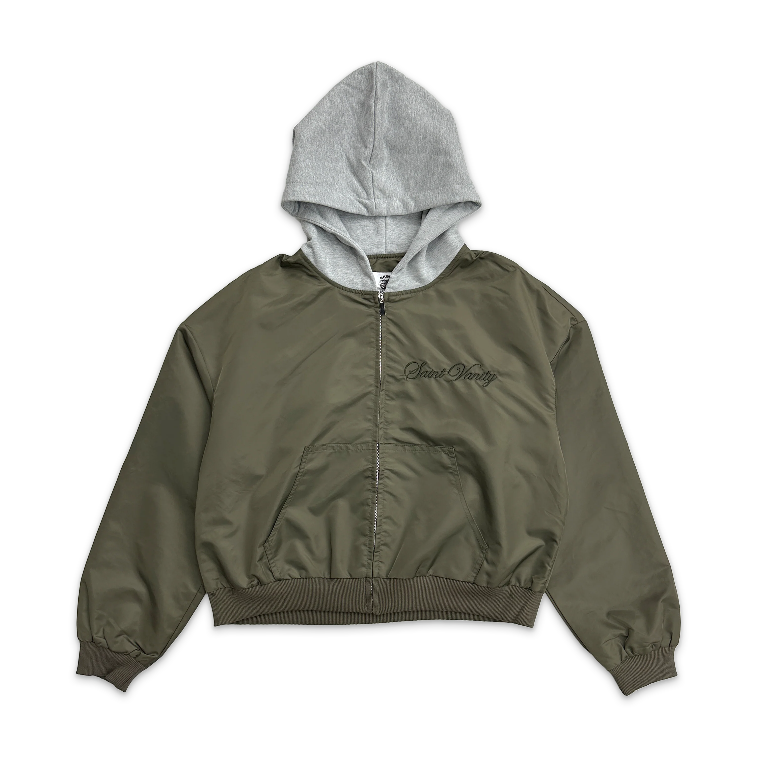 Nylon Hooded Bomber Jacket "Army Green"