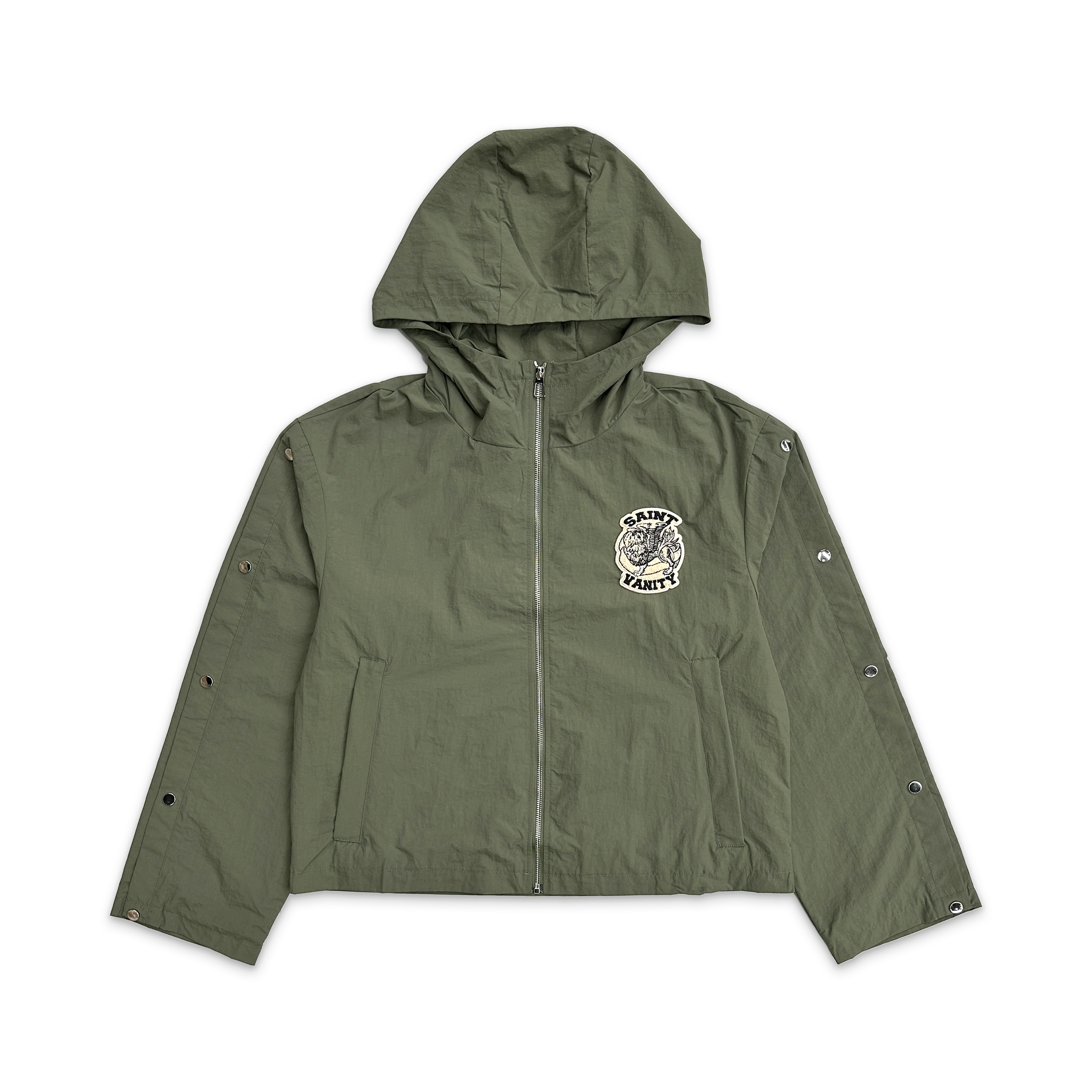 Nylon Hooded Track Jacket "Army Green"