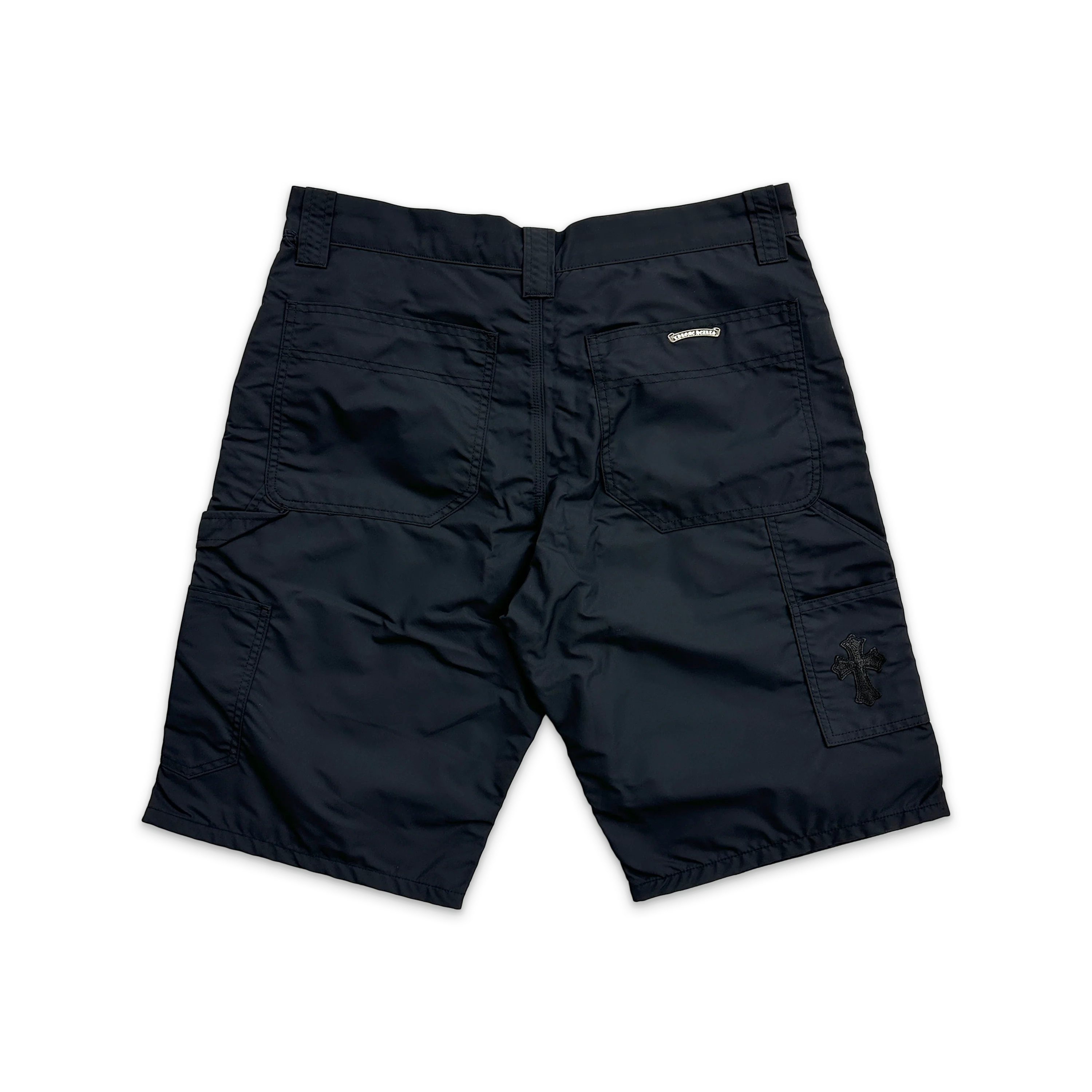 Nylon Leather Knee Carpenter Shorts "Black" - Image 2