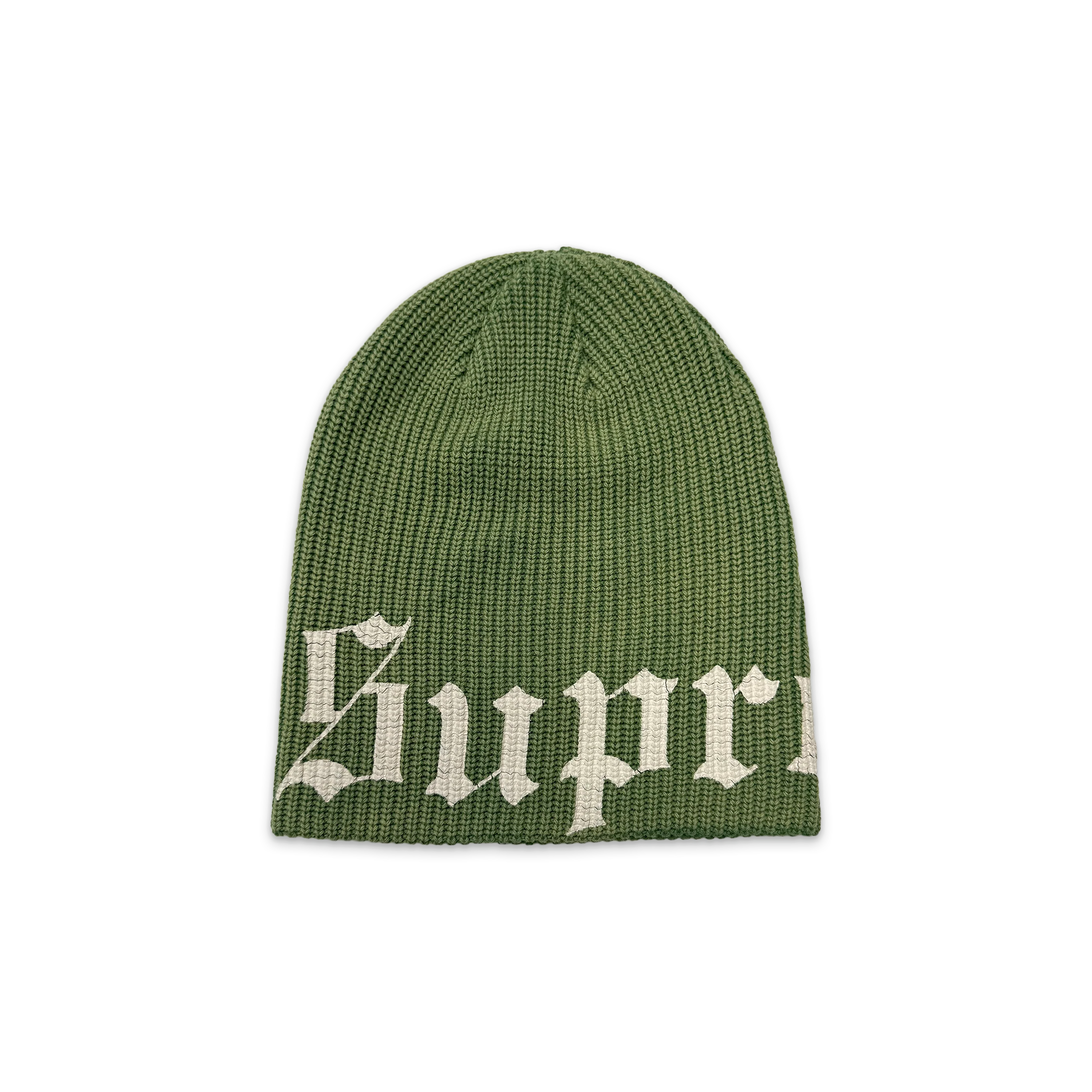 Old English Printed Beanie "Green"