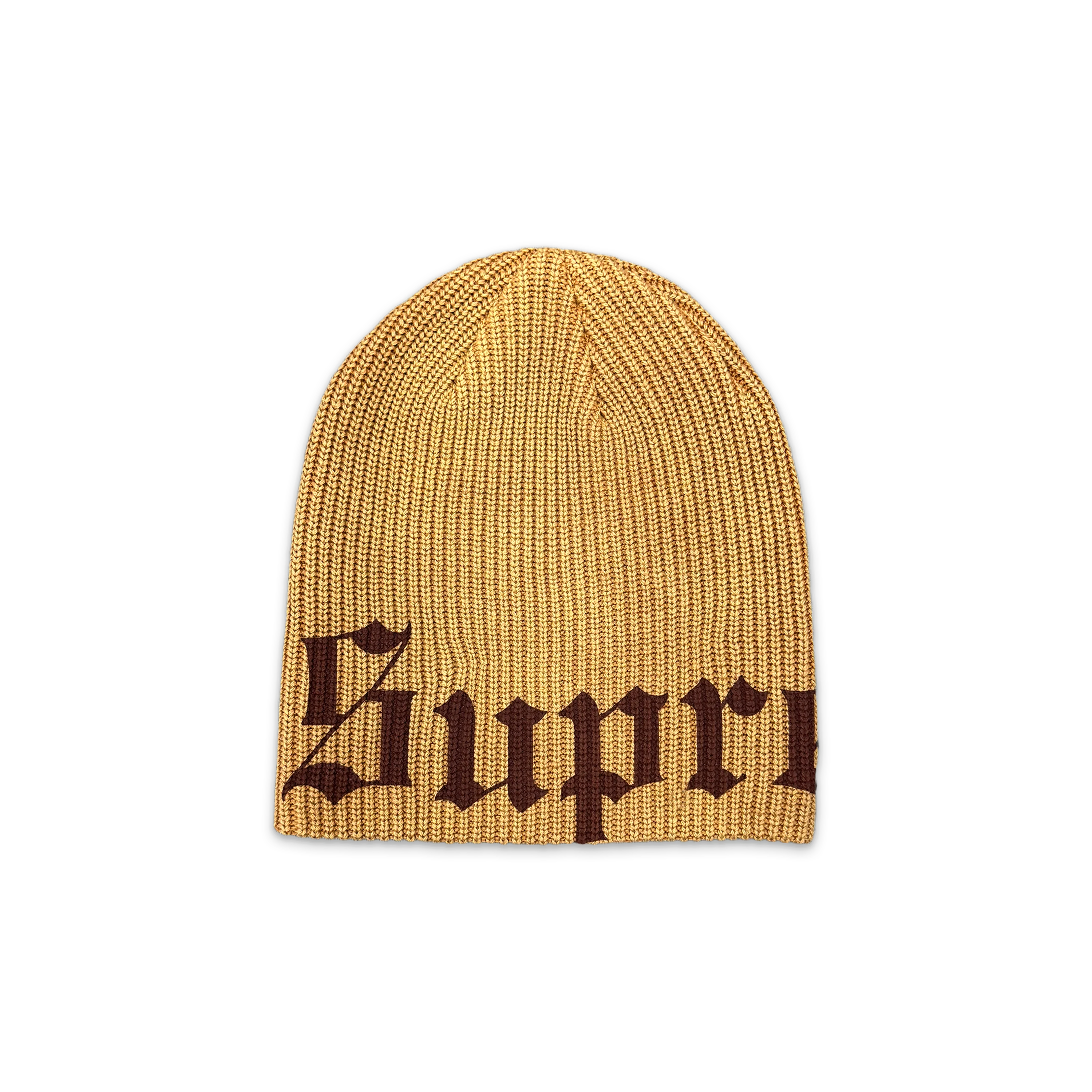 Old English Printed Beanie "Tan"