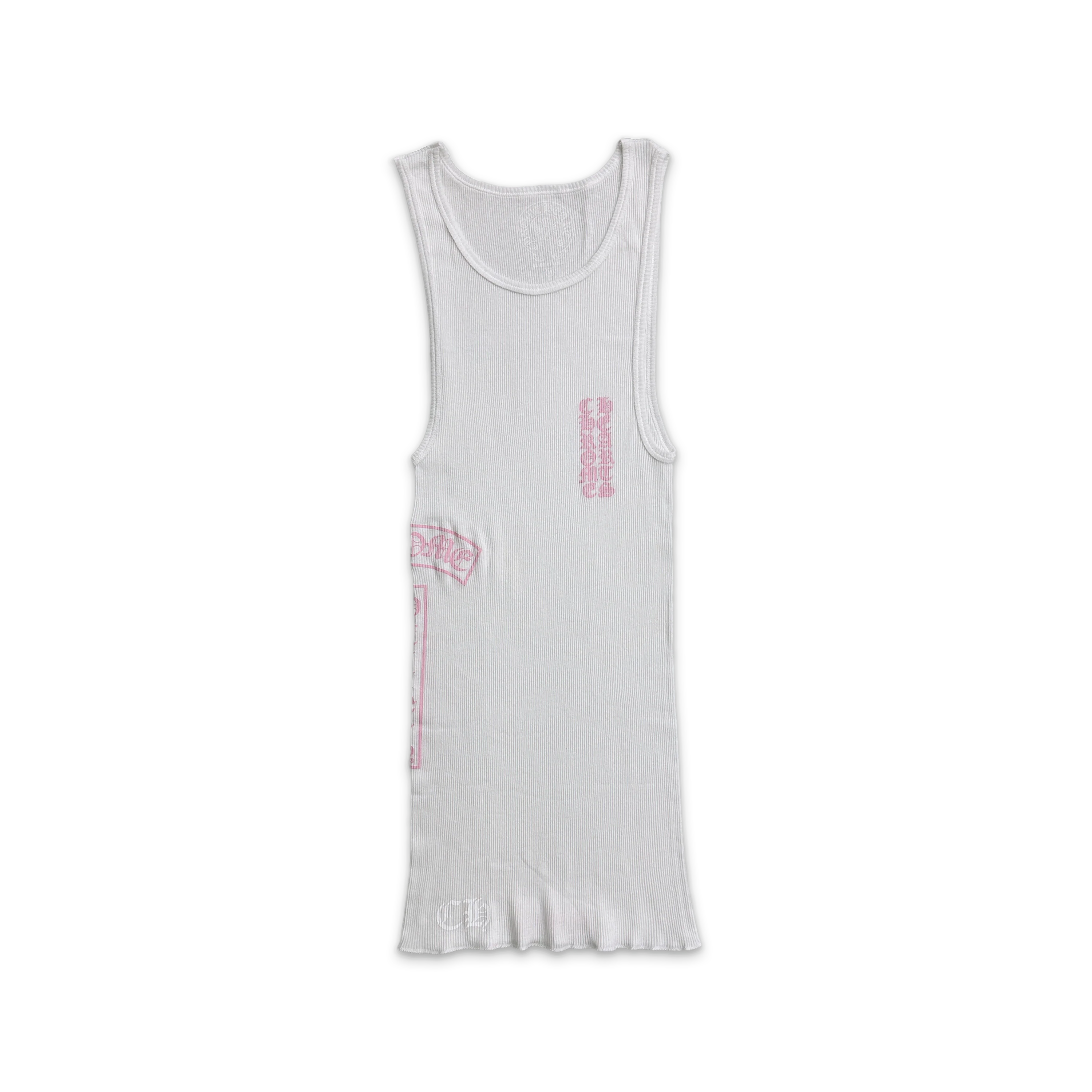 Online Exclusive T Bar Rib Tank Top "White Pink"