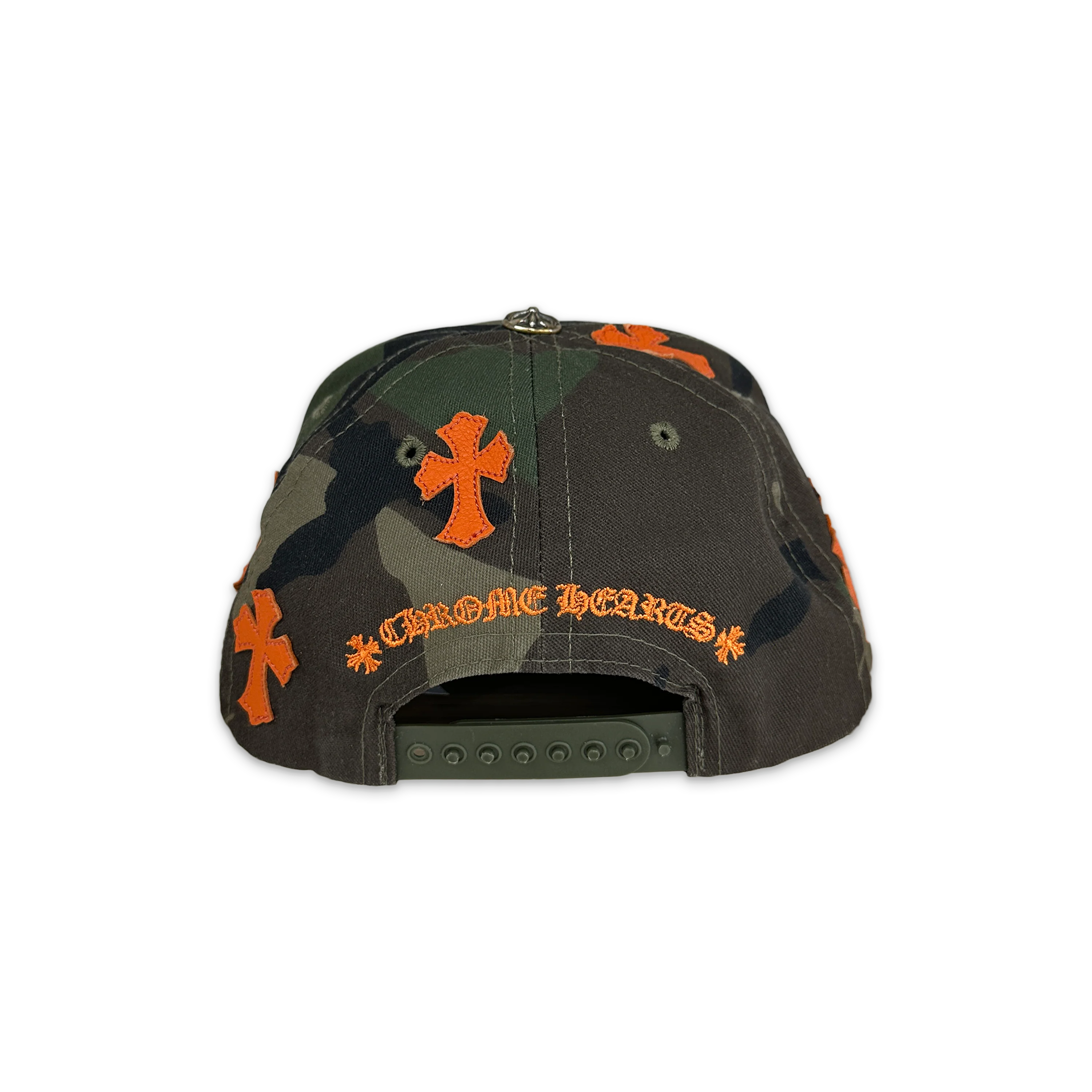 Orange Leather Crosses Snapback Hat "Camo" - Image 2
