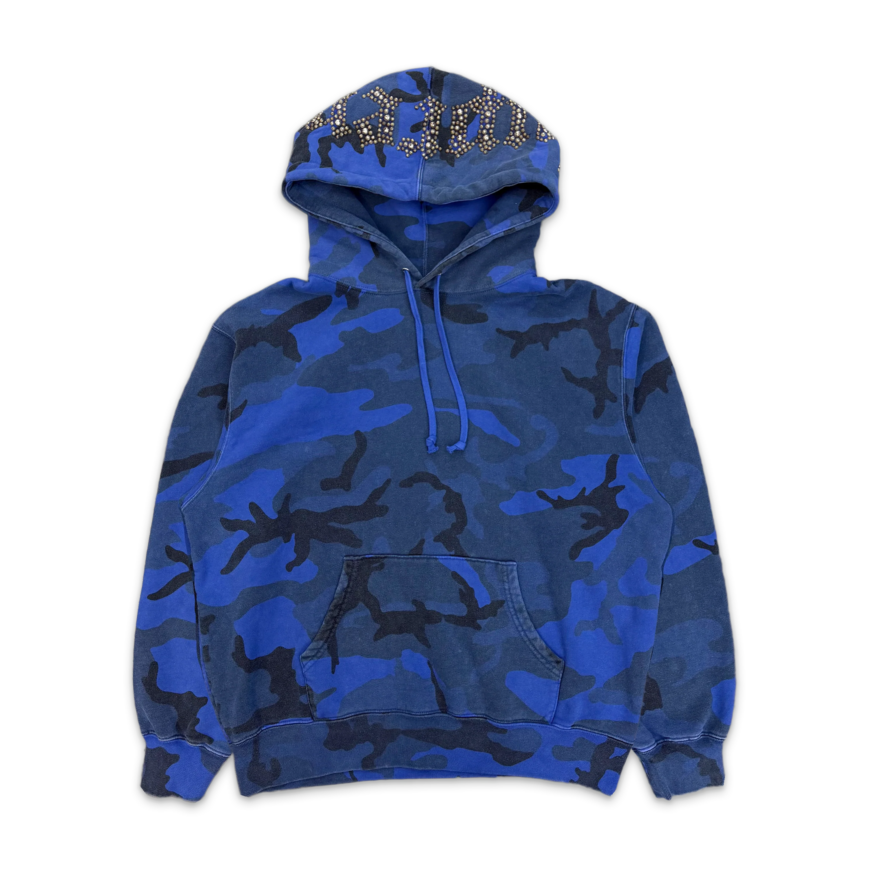 Overdyed Studded Hoodie "Blue Camo" (SS26)