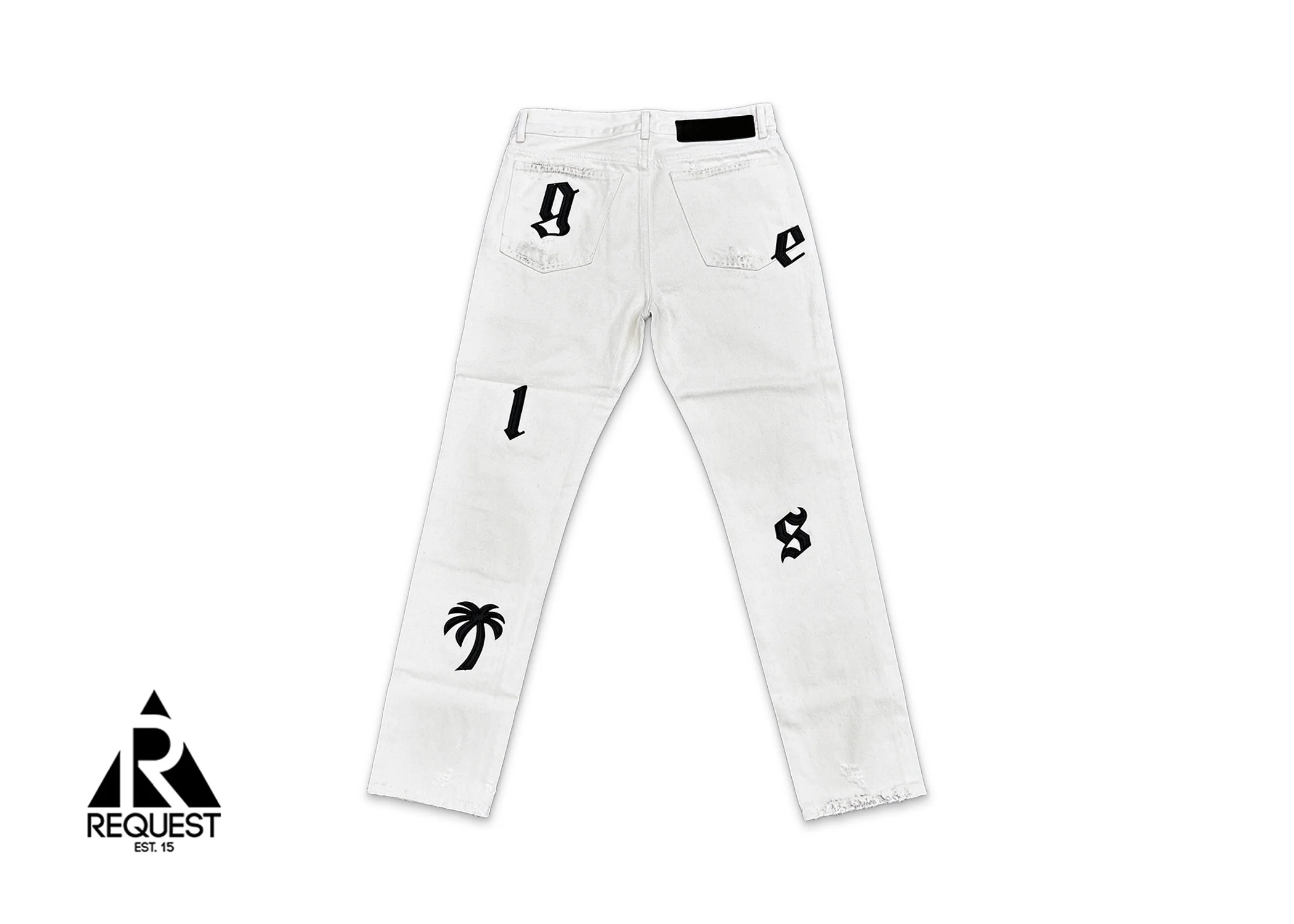 Palm Angels Logo Patch Distressed Denim "White/Black" - Image 2