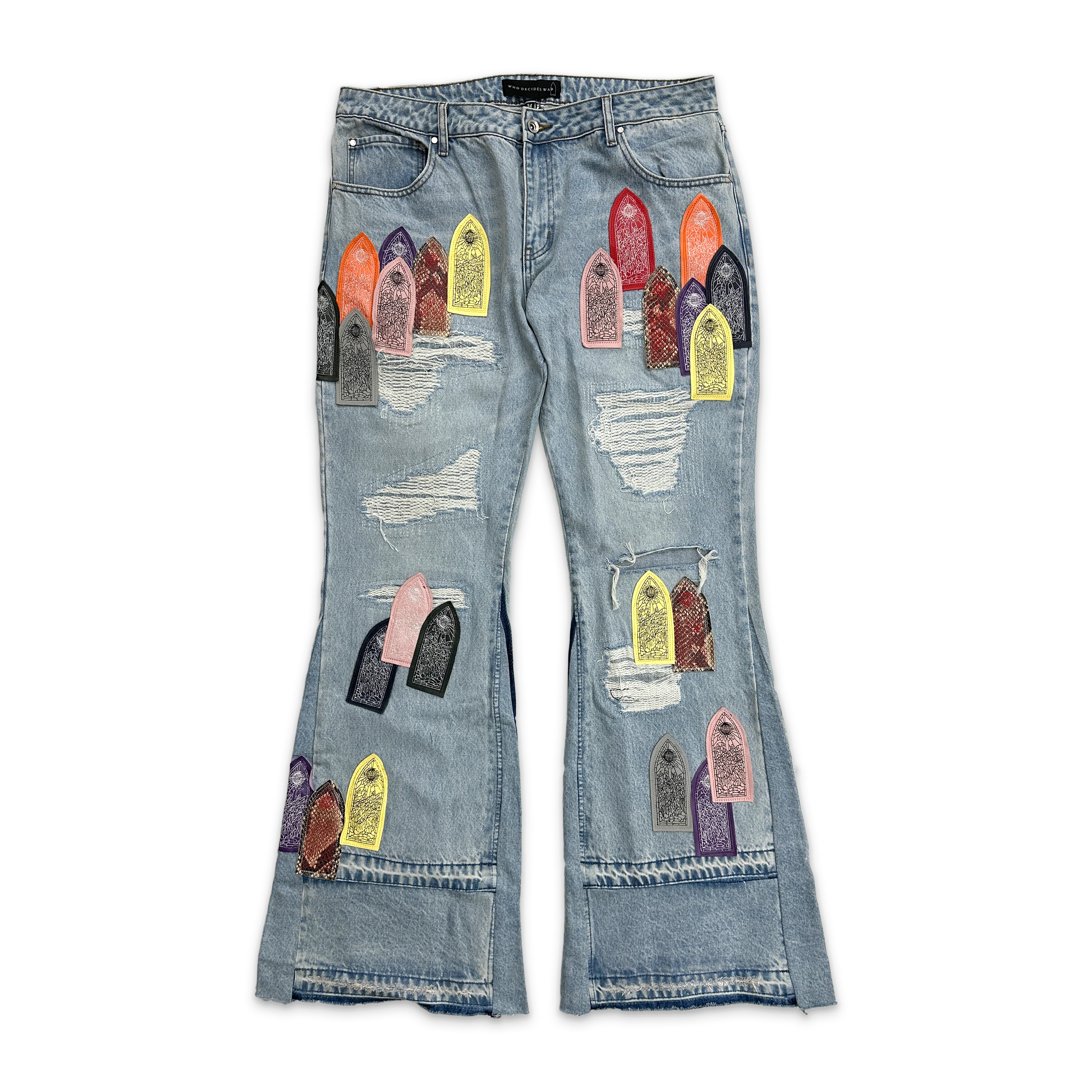Patch Arched Repaired Distressed Denim "Sky" (W)