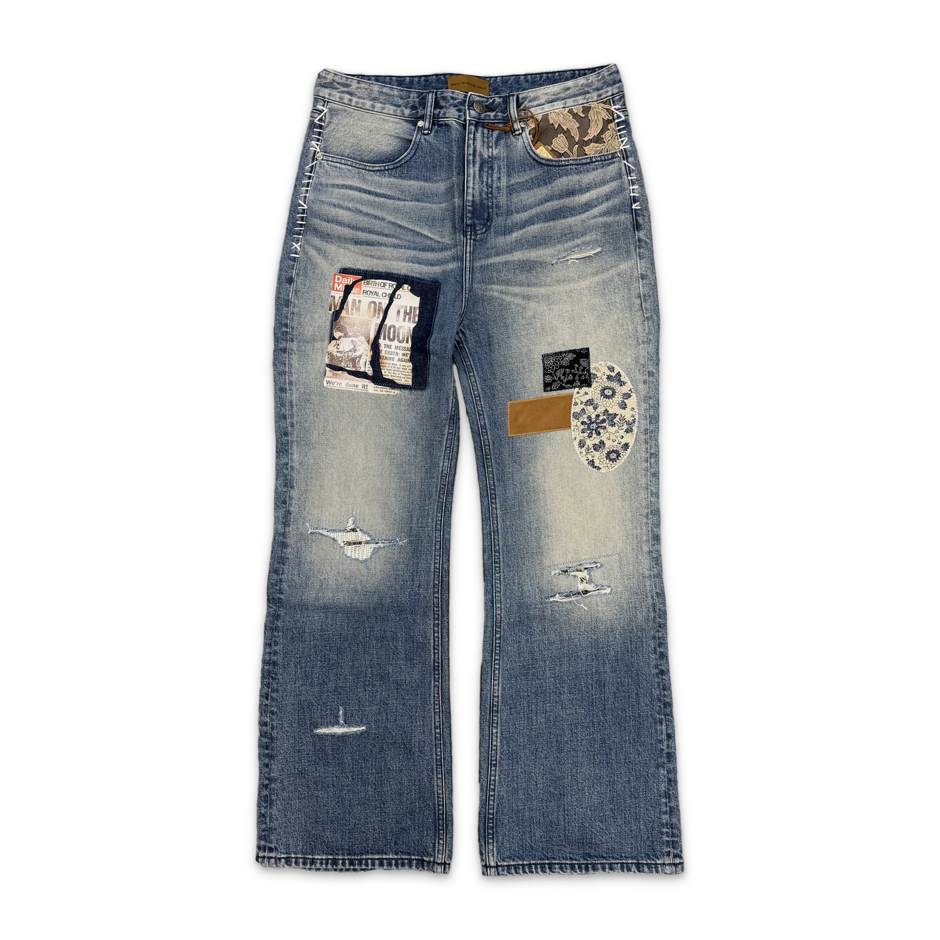 Patchwork Fade Denim Pants "Blue"