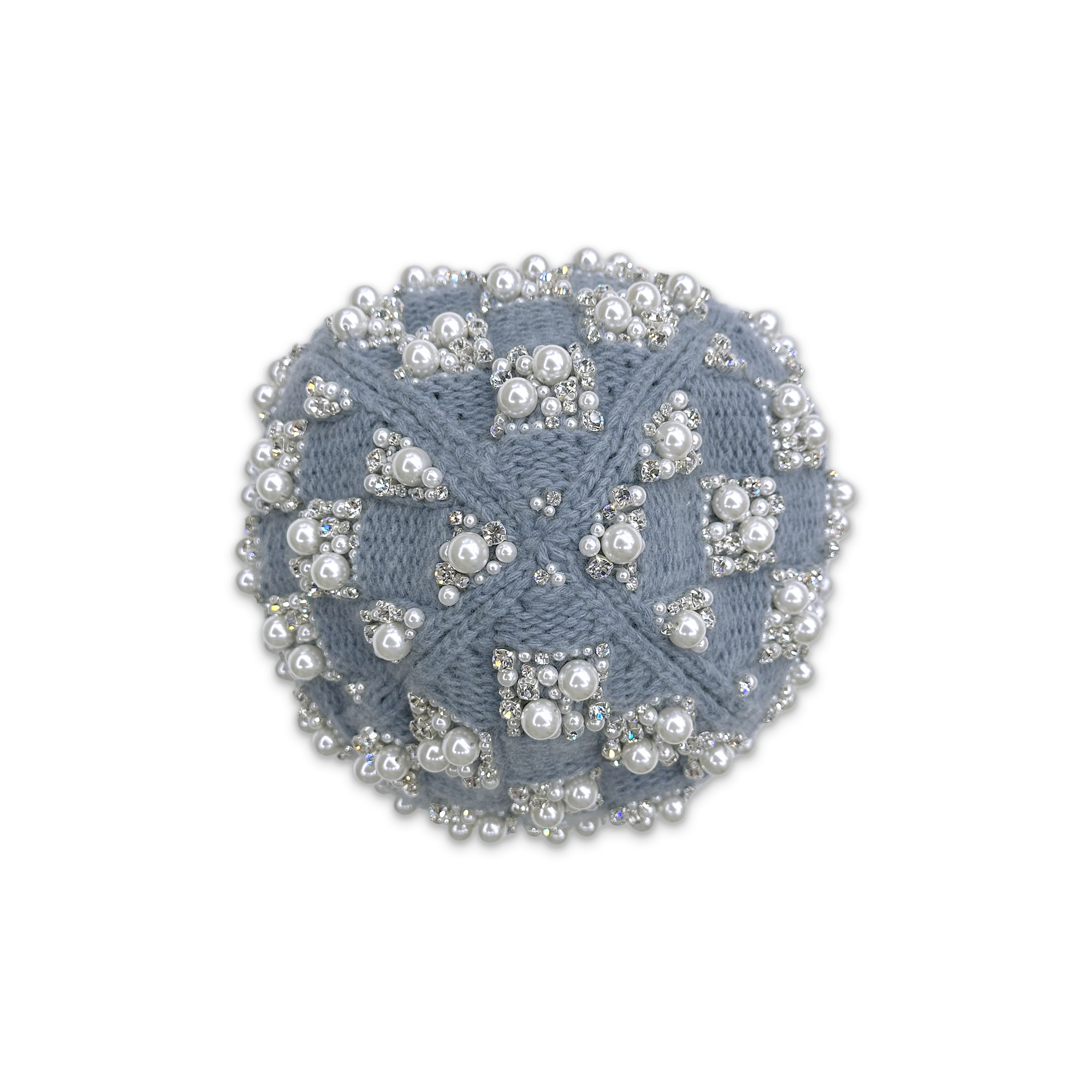 Pearl Embellished Knit Beanie "Blue" - Image 3