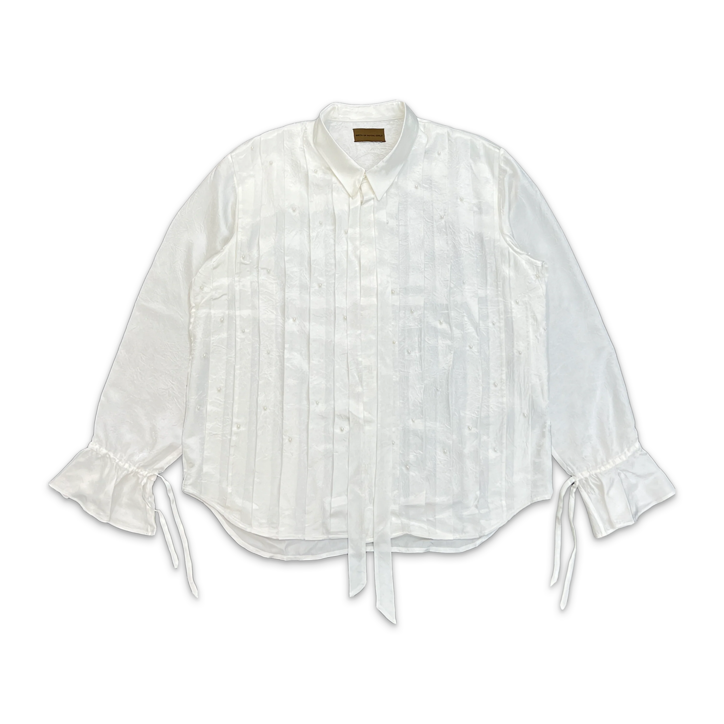 Pearl Pleated Shirt "White"