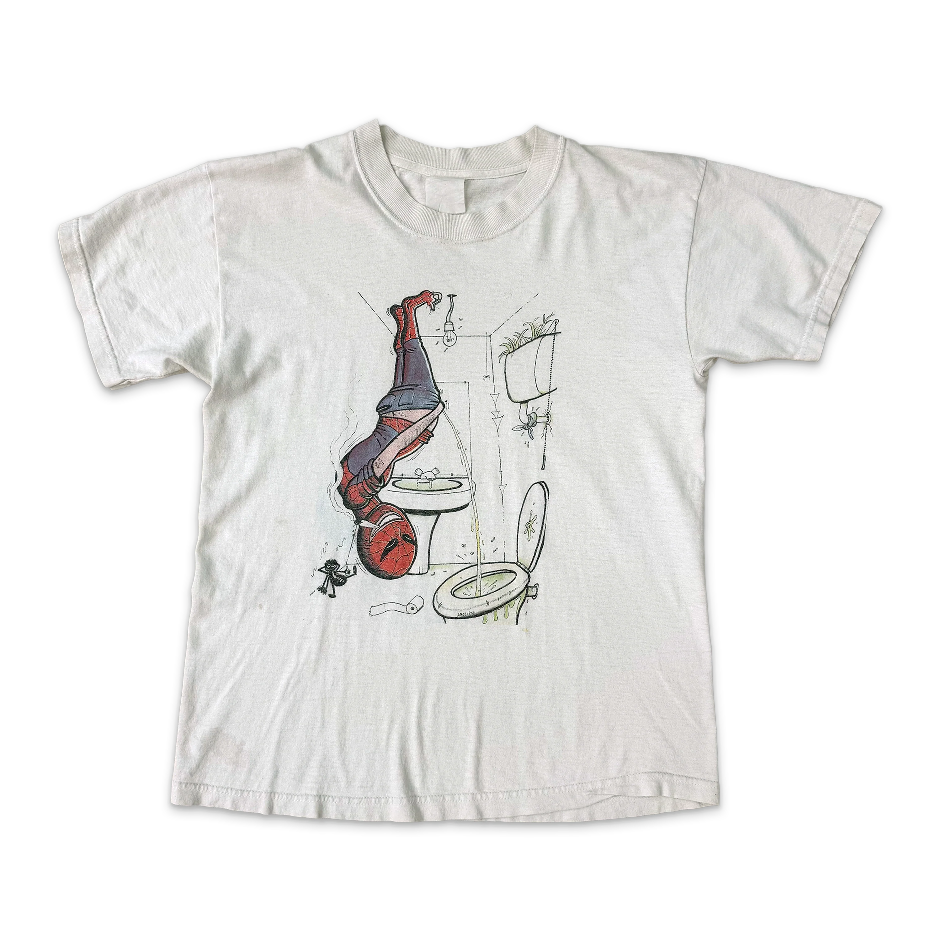 Peeing Spidey Tee "White"