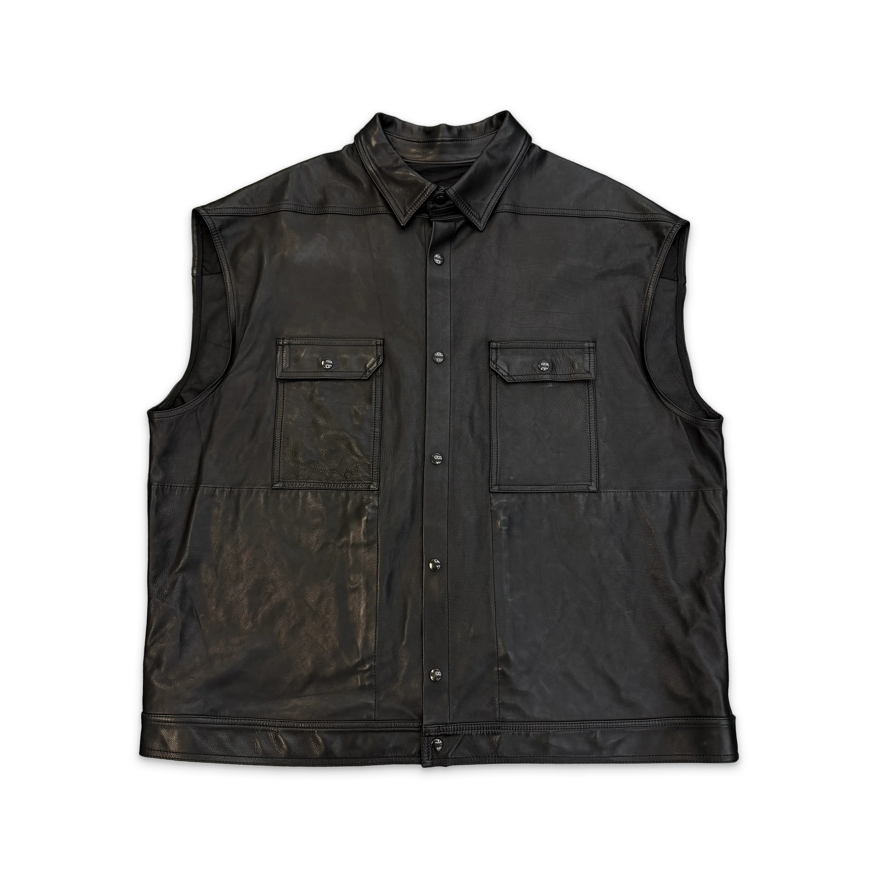 Phlegethon Leather Button Up Vest "Black"