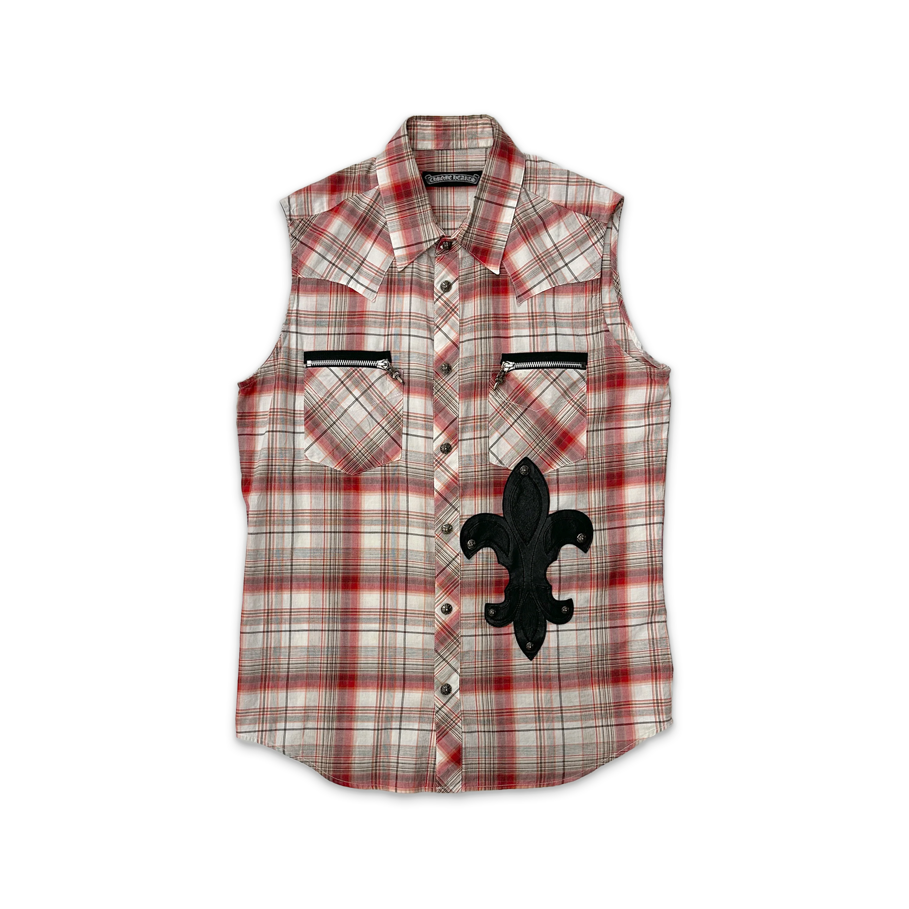 Plaid Sleeveless Shirt "Red"
