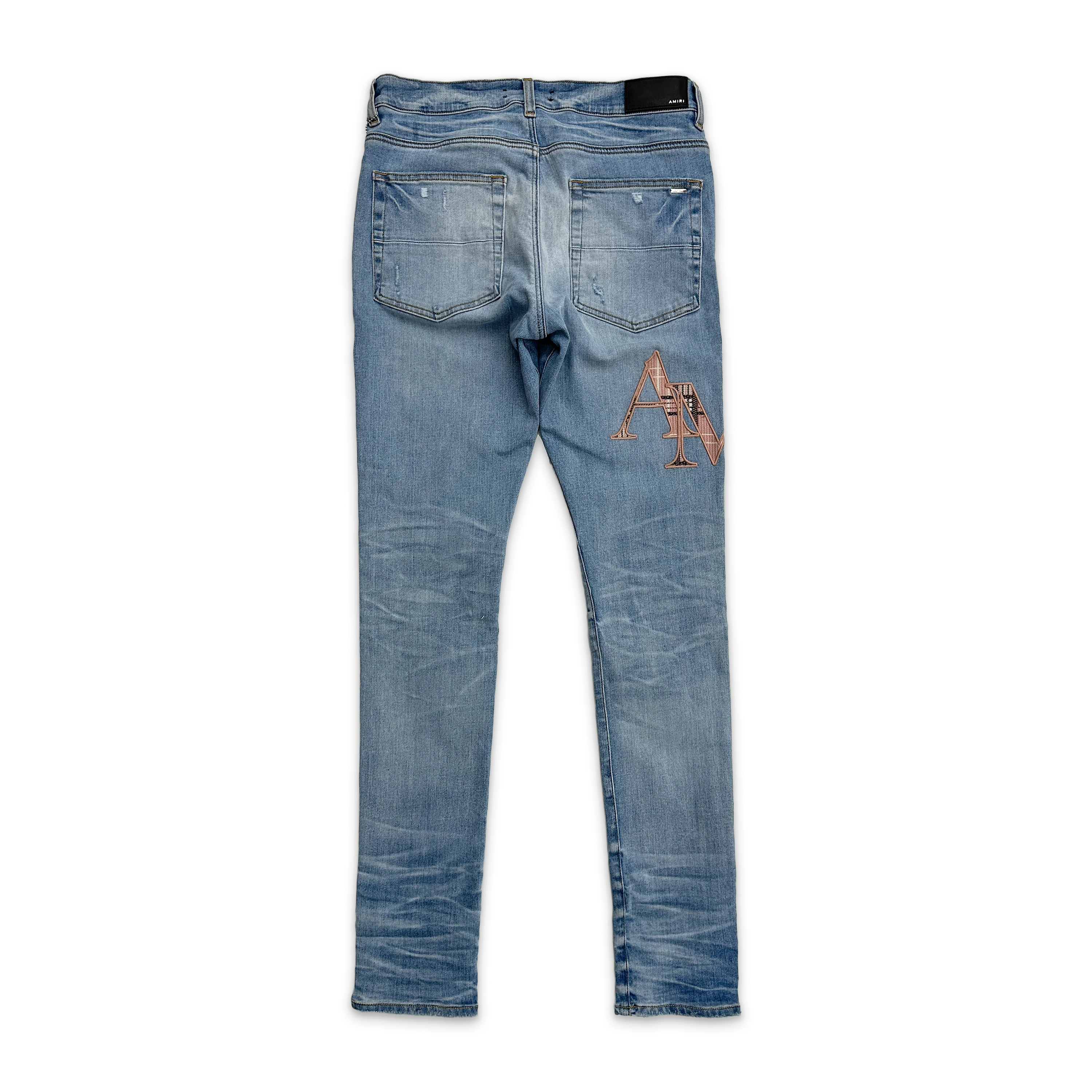 Plaid Staggered Logo Jeans "Perfect Indigo" - Image 2