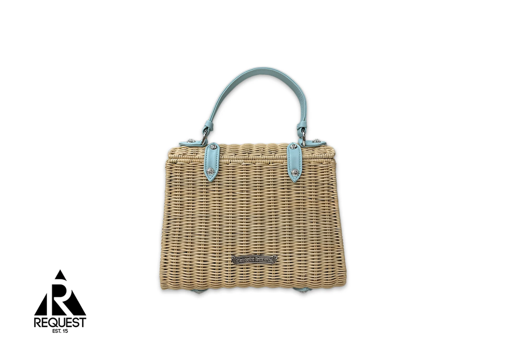 Plus Cross Woven Raffia Dolly Purse "Baby Blue" - Image 2