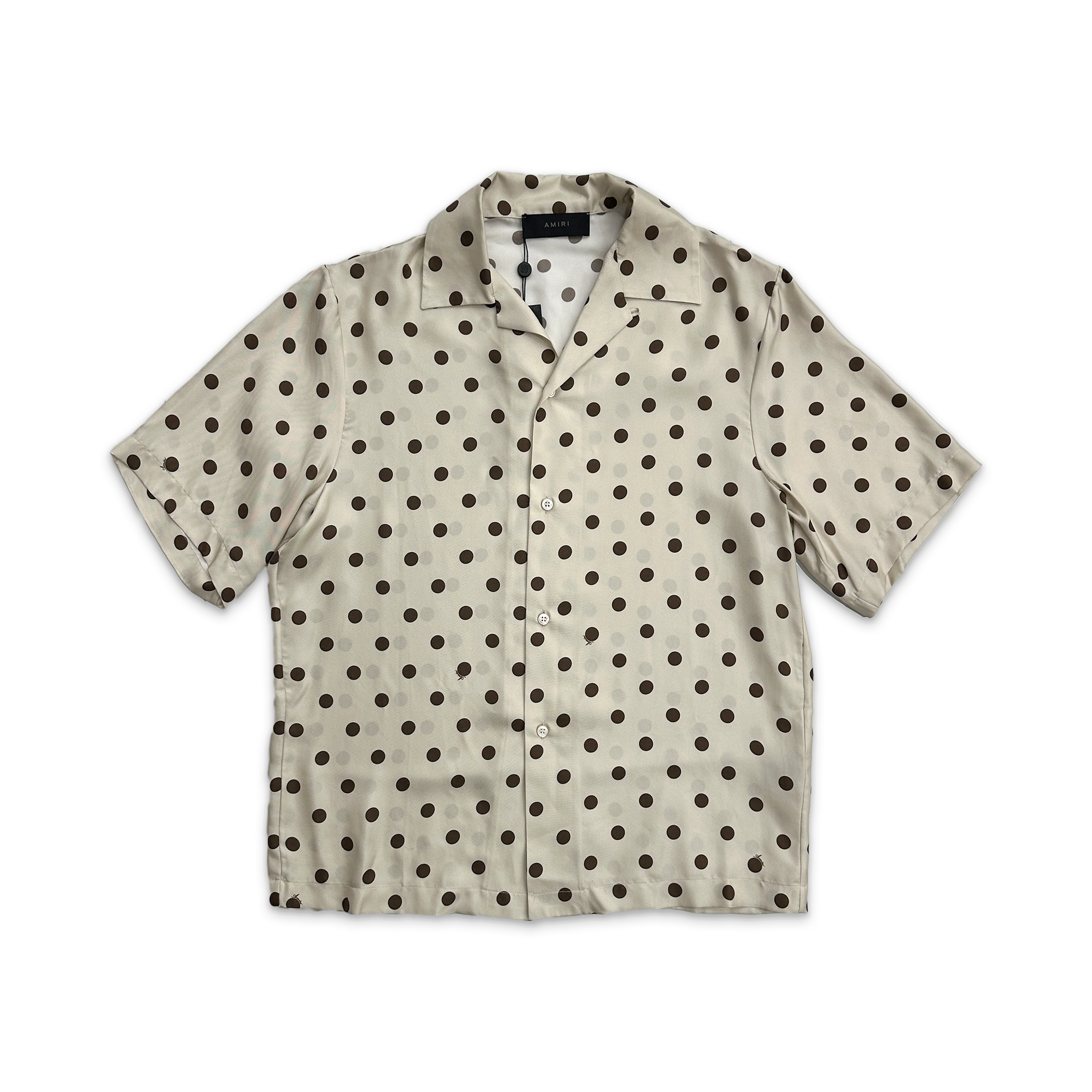 Polka Dot Silk Vacation Shirt "Alabaster"