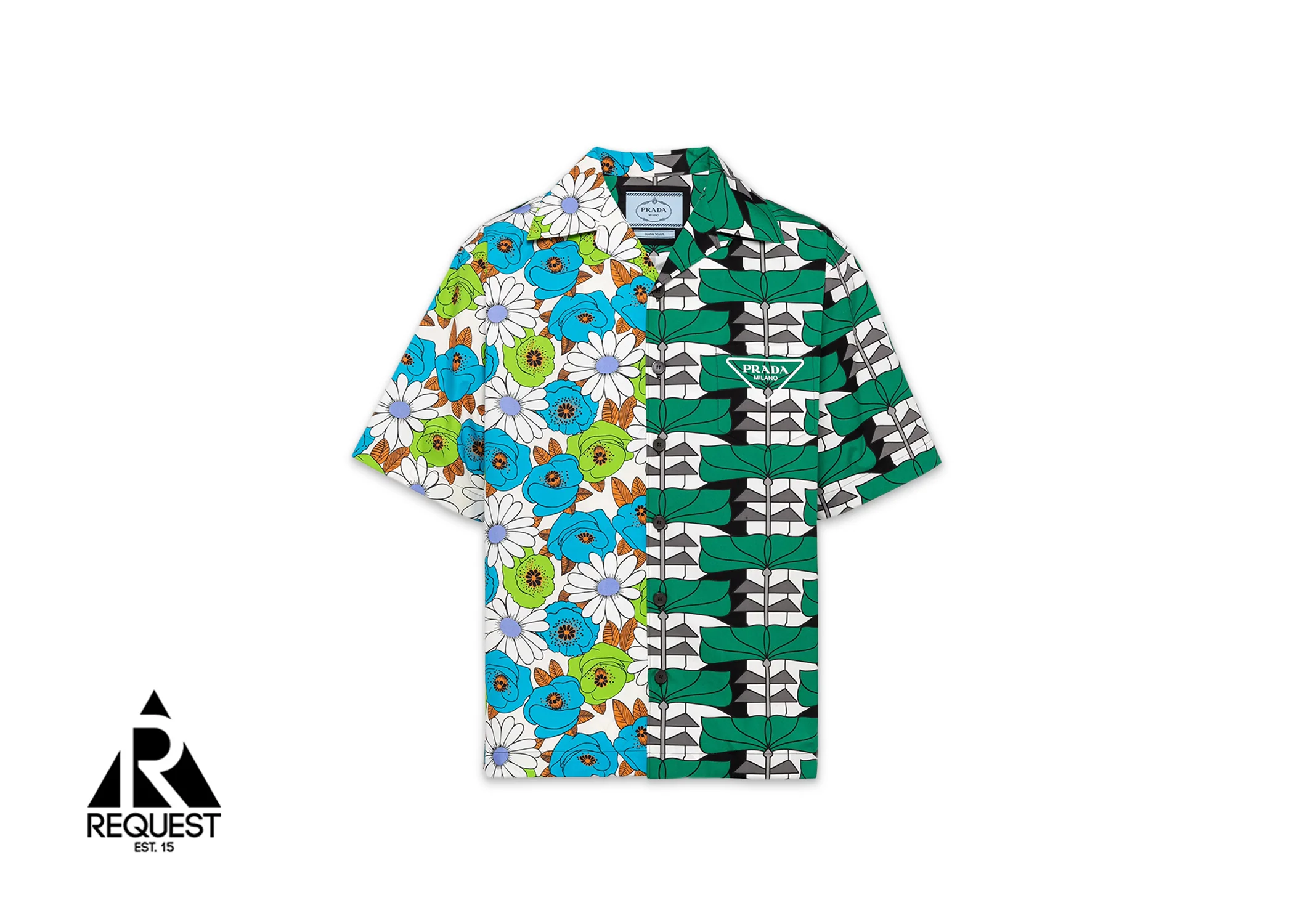 Prada Double Match Bowling Shirt "Light Blue Emerald"