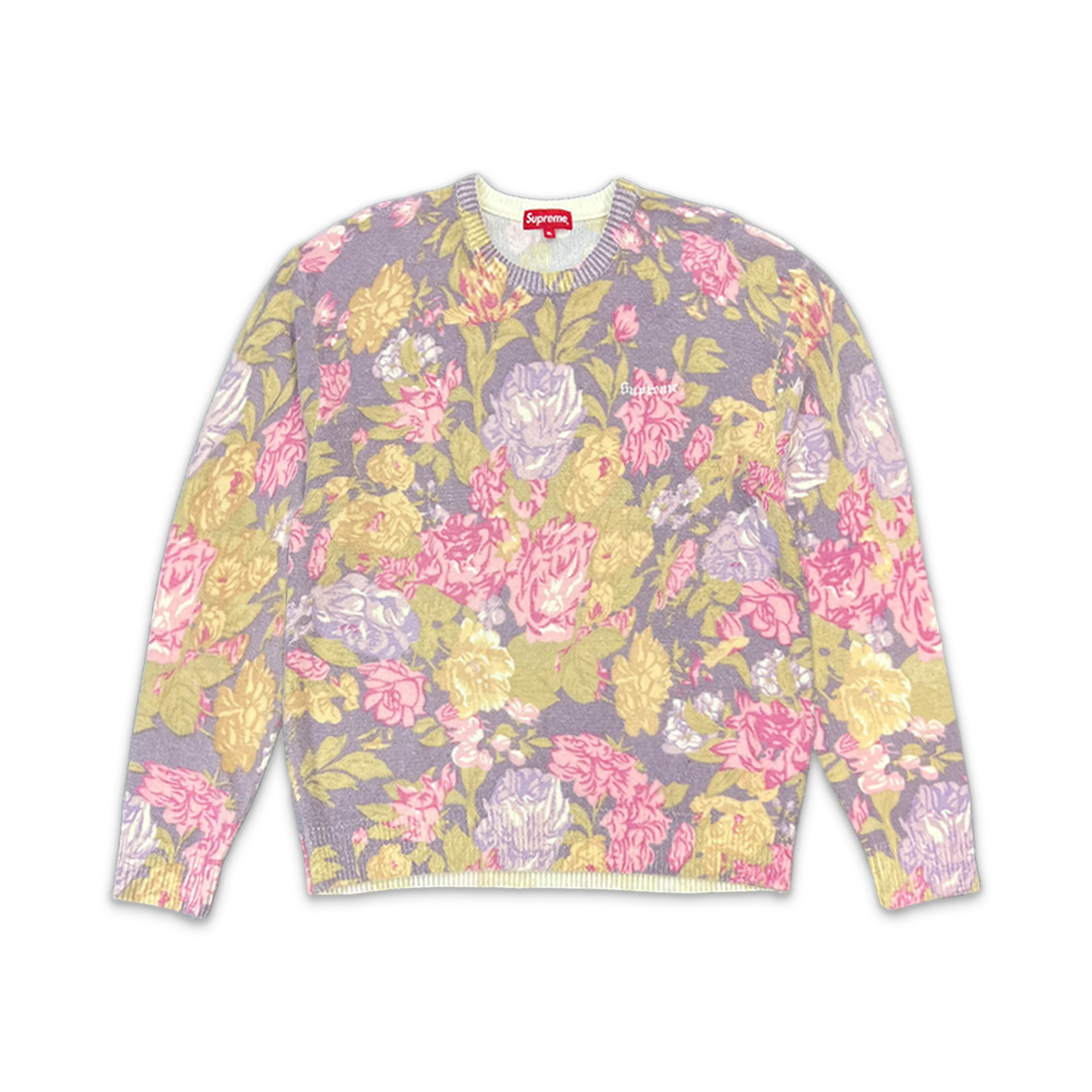 Printed Floral Angora Sweater "Purple"