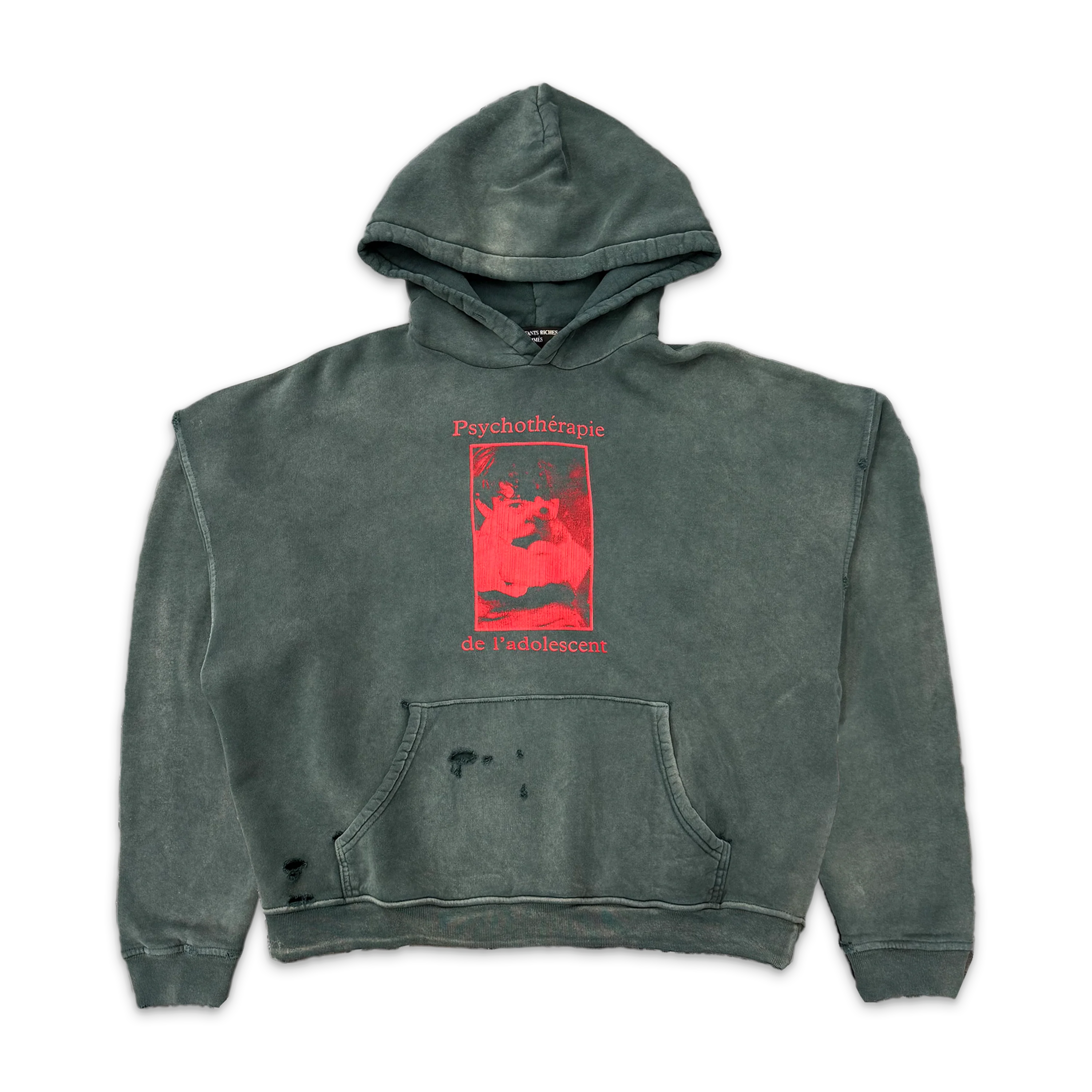 Psychothérapie de L'adolescent Distressed Hoodie "Green"