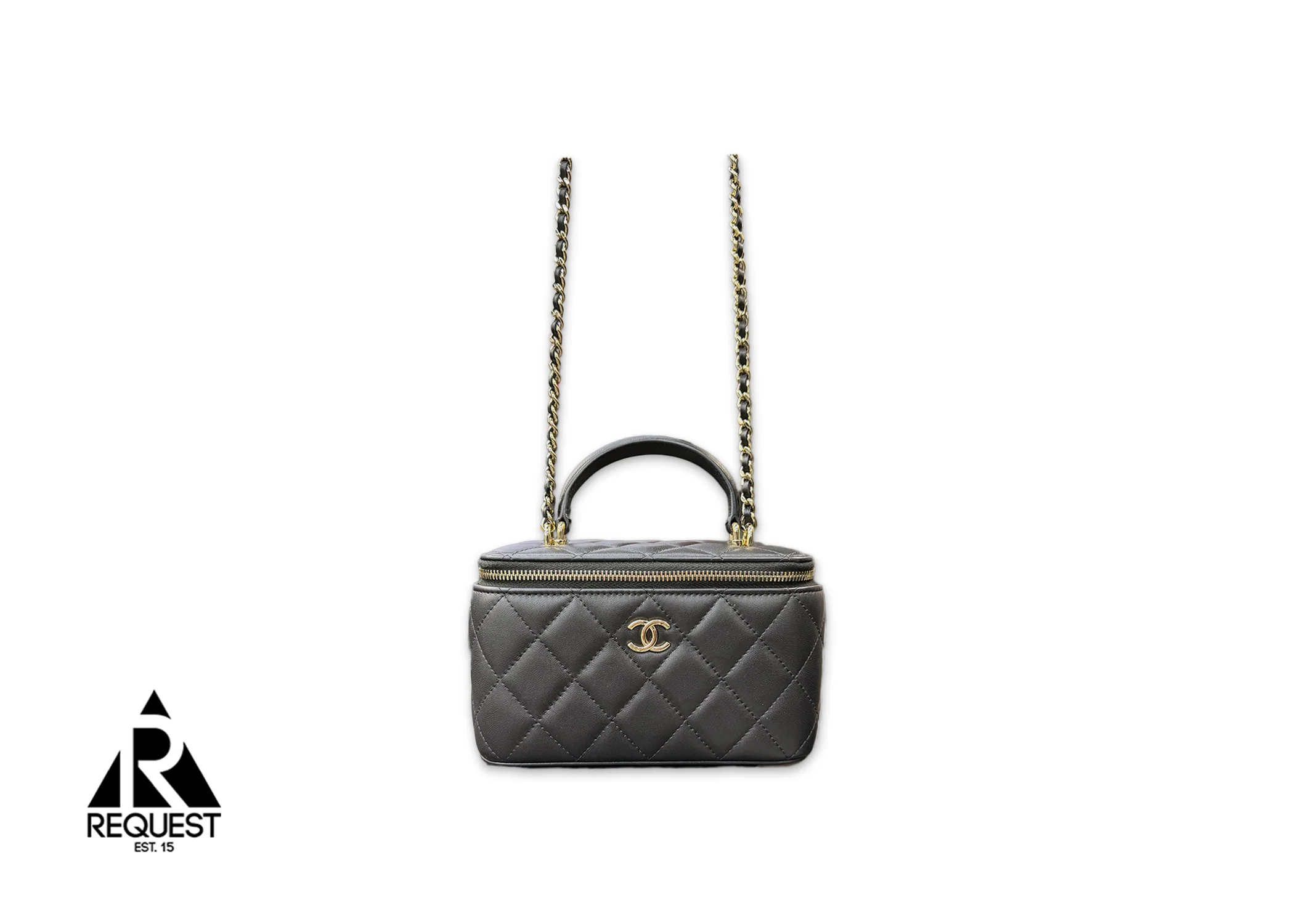 Quilted Vanity Bag W/ Mirror "Black Gold" - Image 2