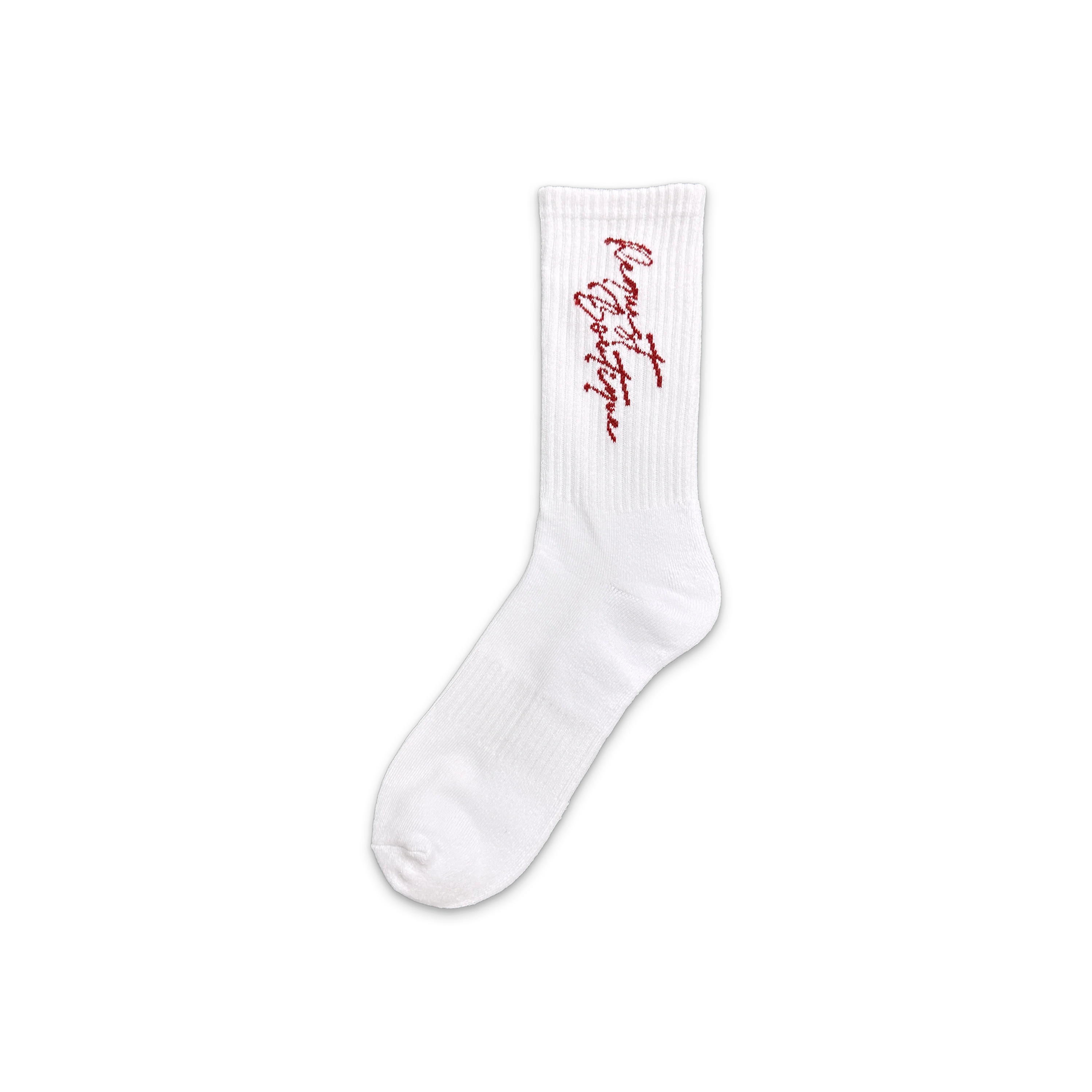 Request Vertical Script Socks "White & Red"