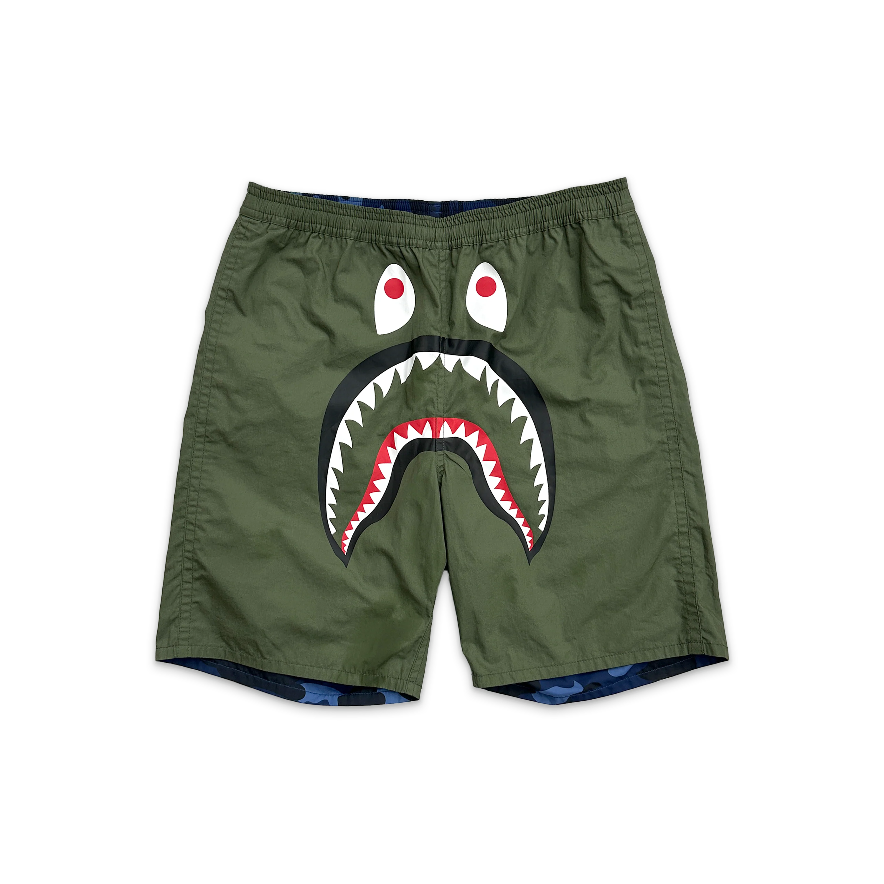Reversible Color Camo Shark Head Shorts “Blue/Olive"
