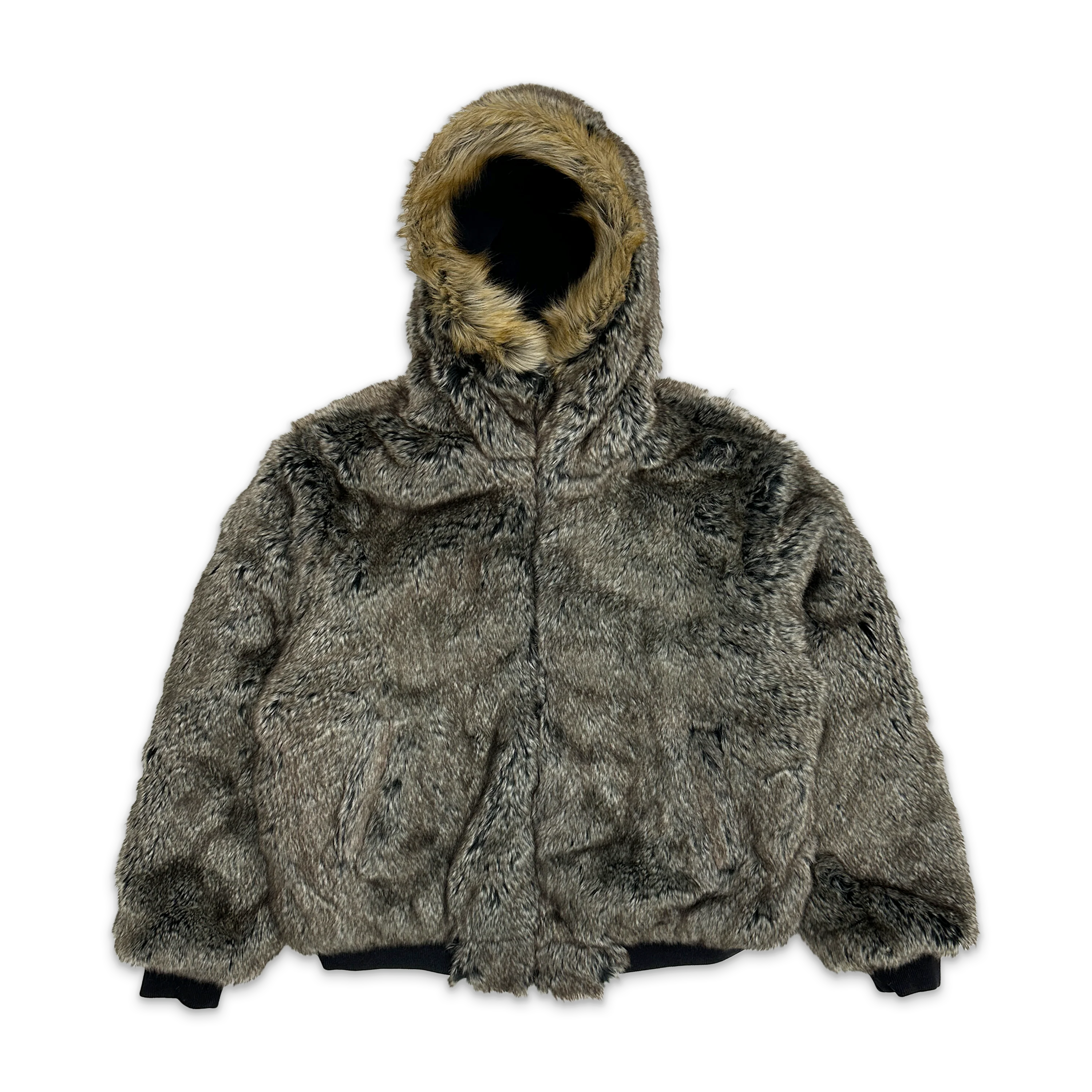 Reversible Faux Fur Hooded Work Jacket SS26 "Black" - Image 3