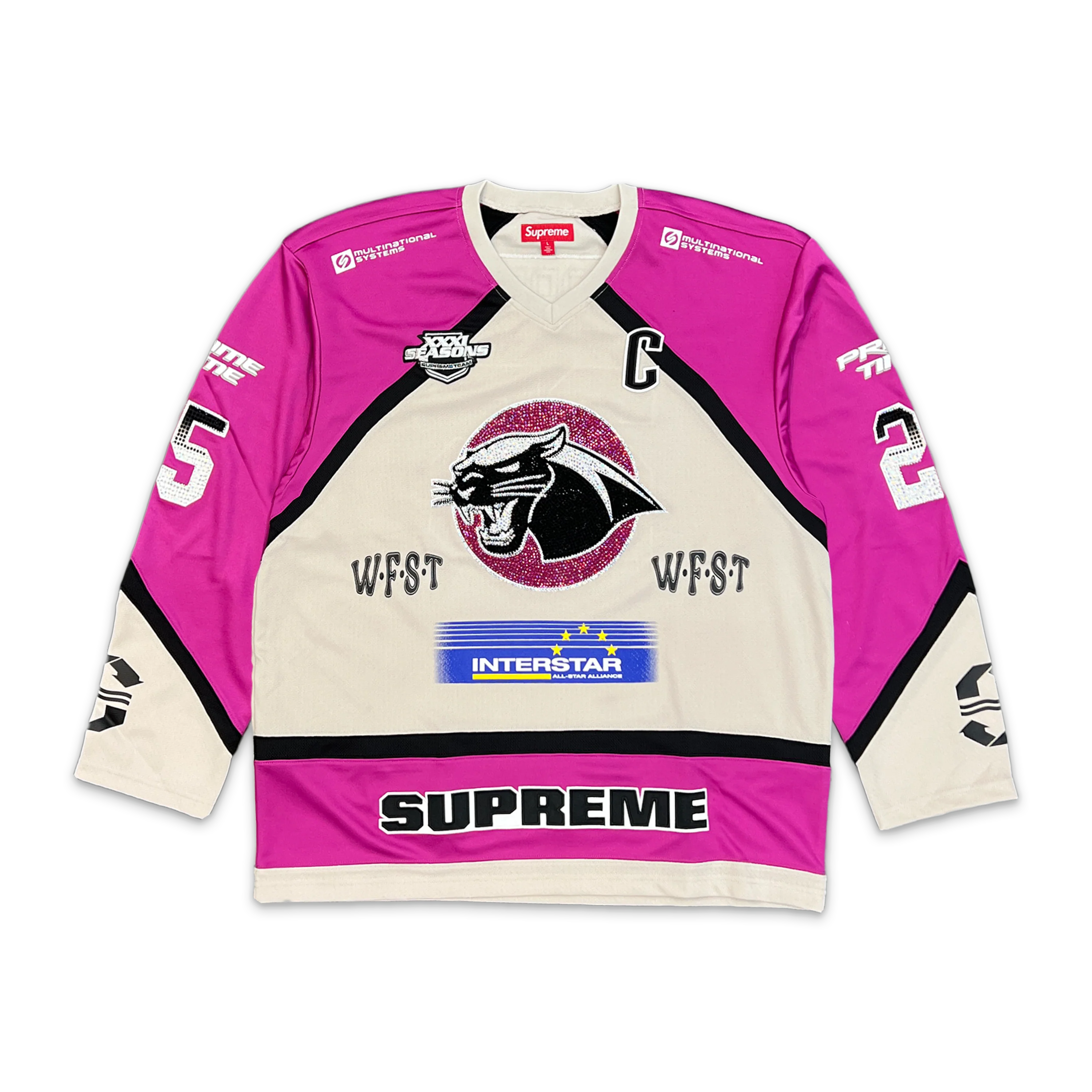 Rhinestone Hockey Jersey "Light Grey"