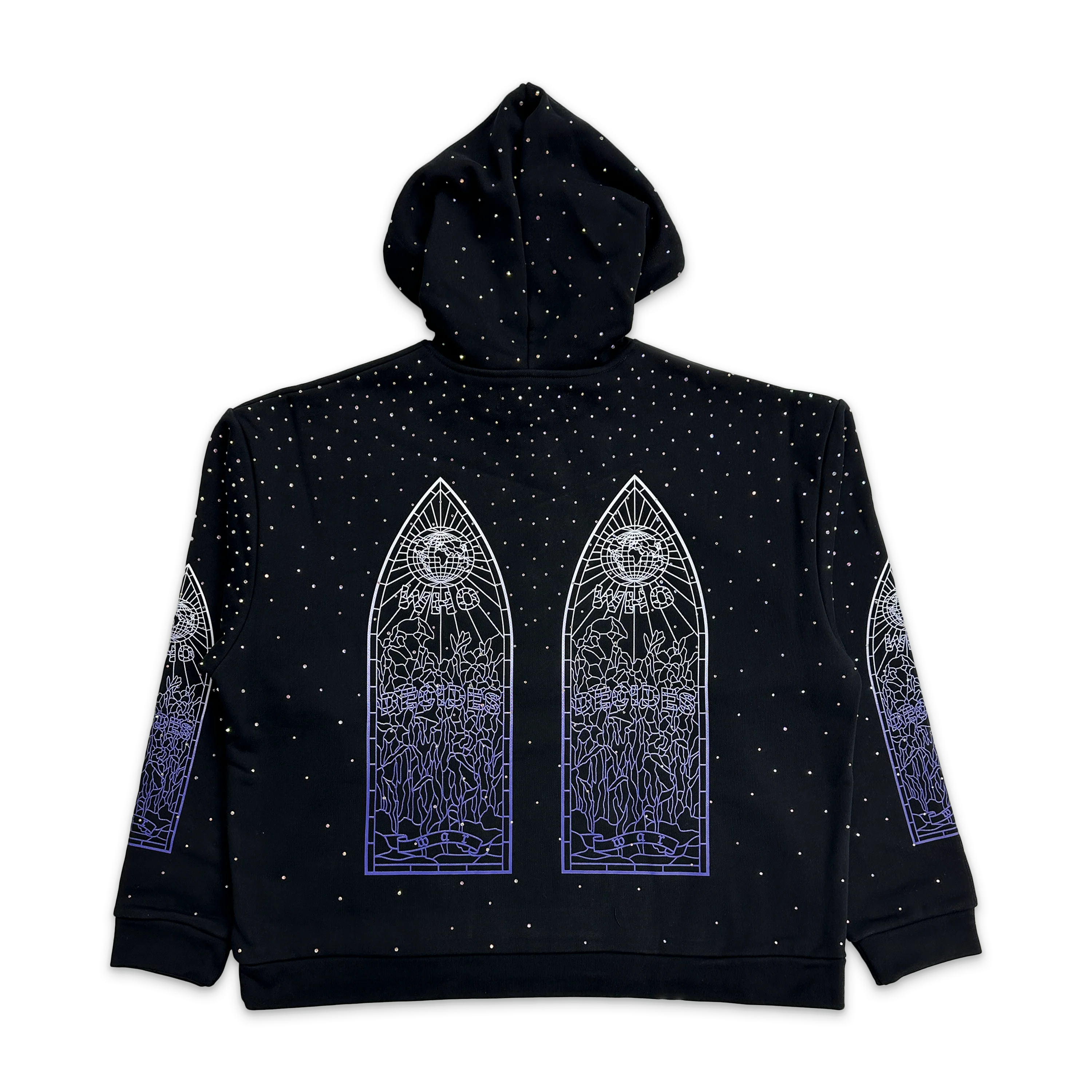 Rhinestone Hooded Pullover "Coal" - Image 2