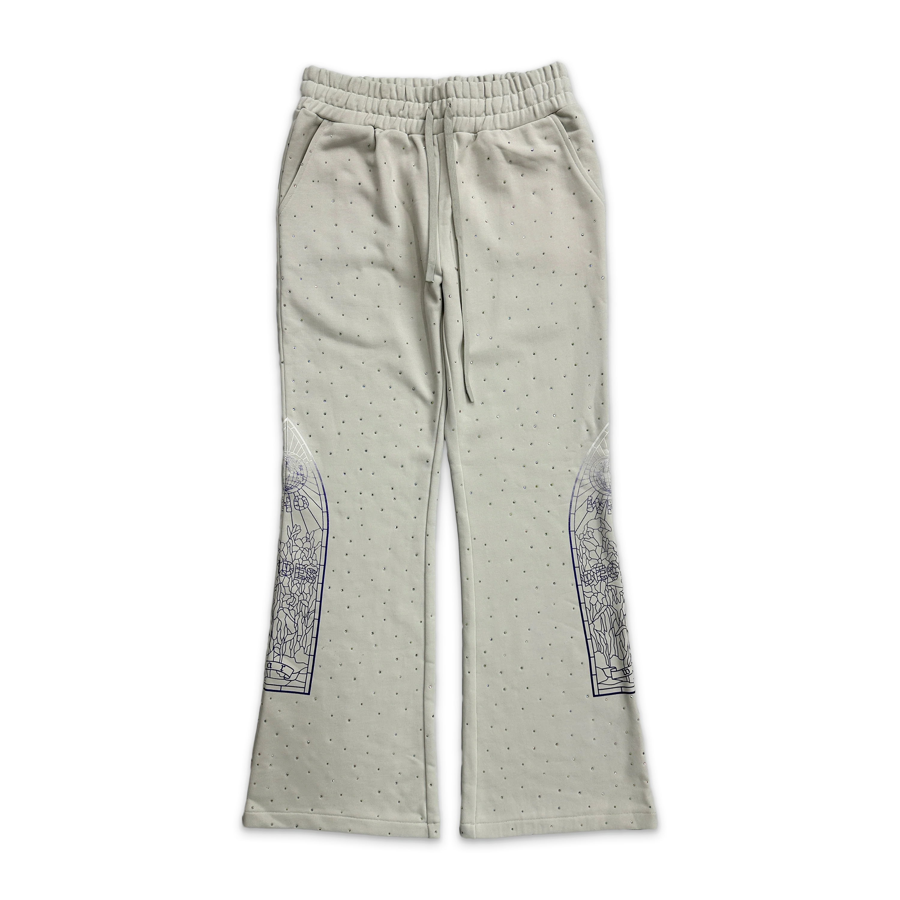 Rhinestone Sweatpants "Cream"