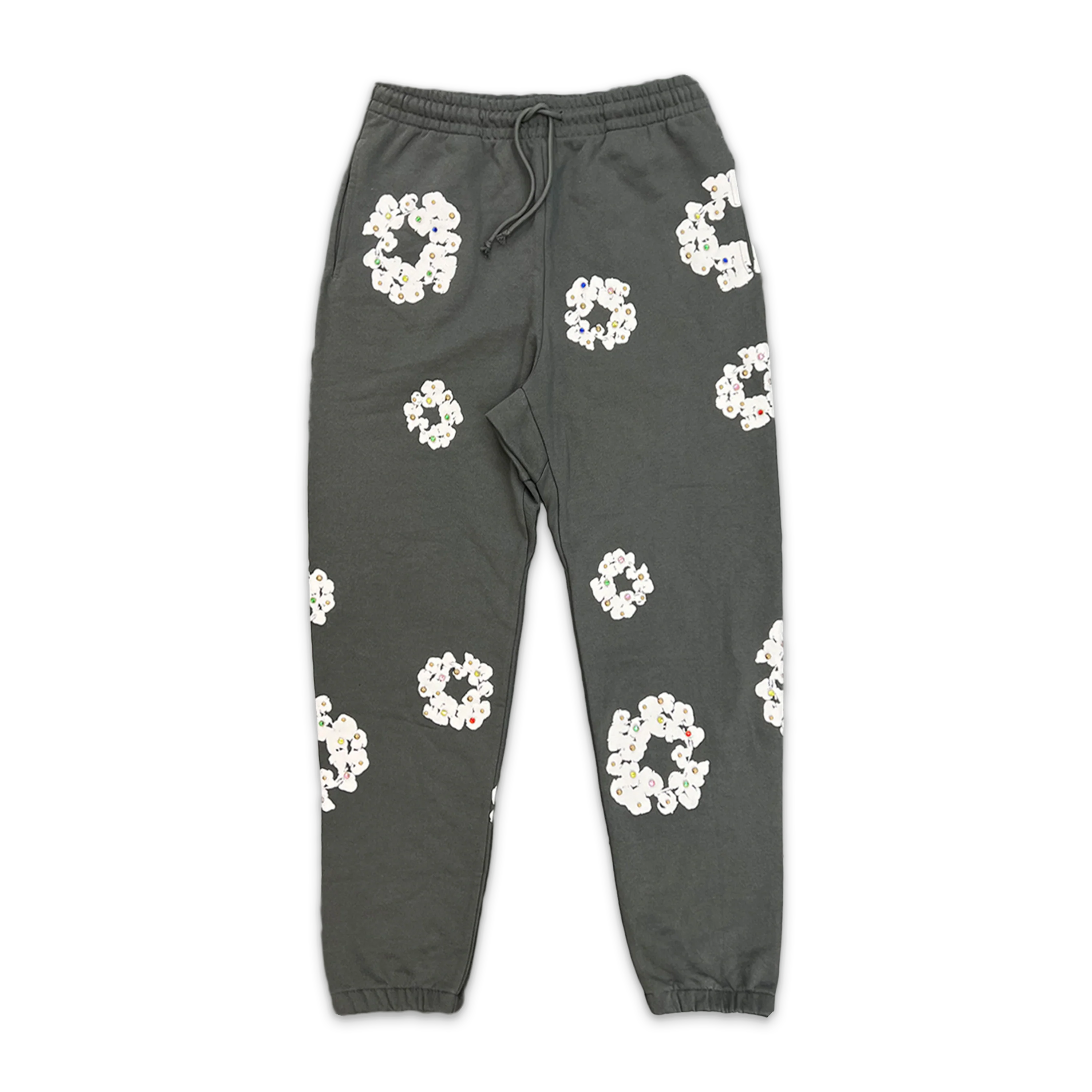Rhinestone Wreath Sweatpants "Vintage Black"